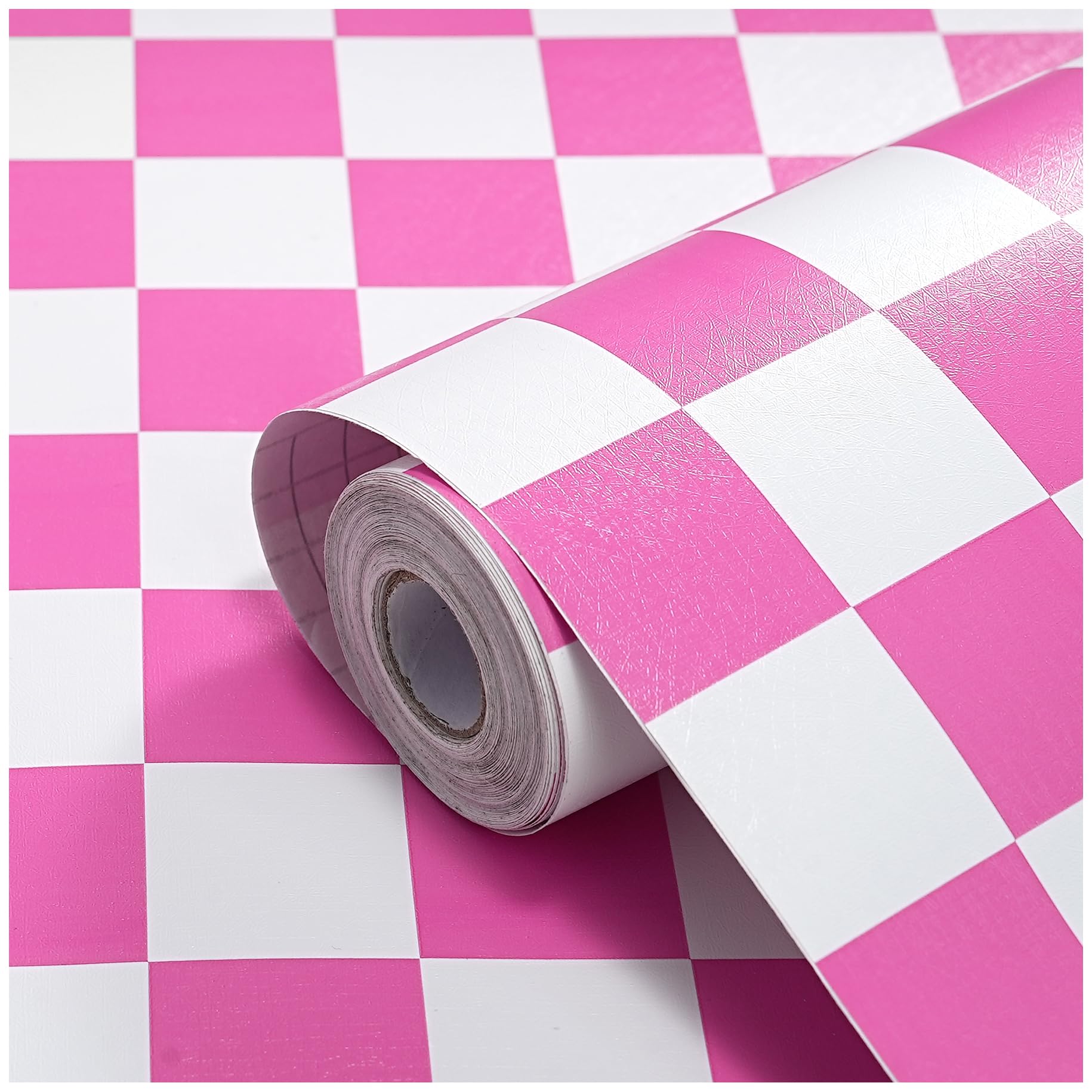 Modern Peel and Stick Wallpaper Pink and White Mosaic Checkered Contact Paper 17.7"x197" Self Adhesive Lattice Wallpaper Removable Decorative