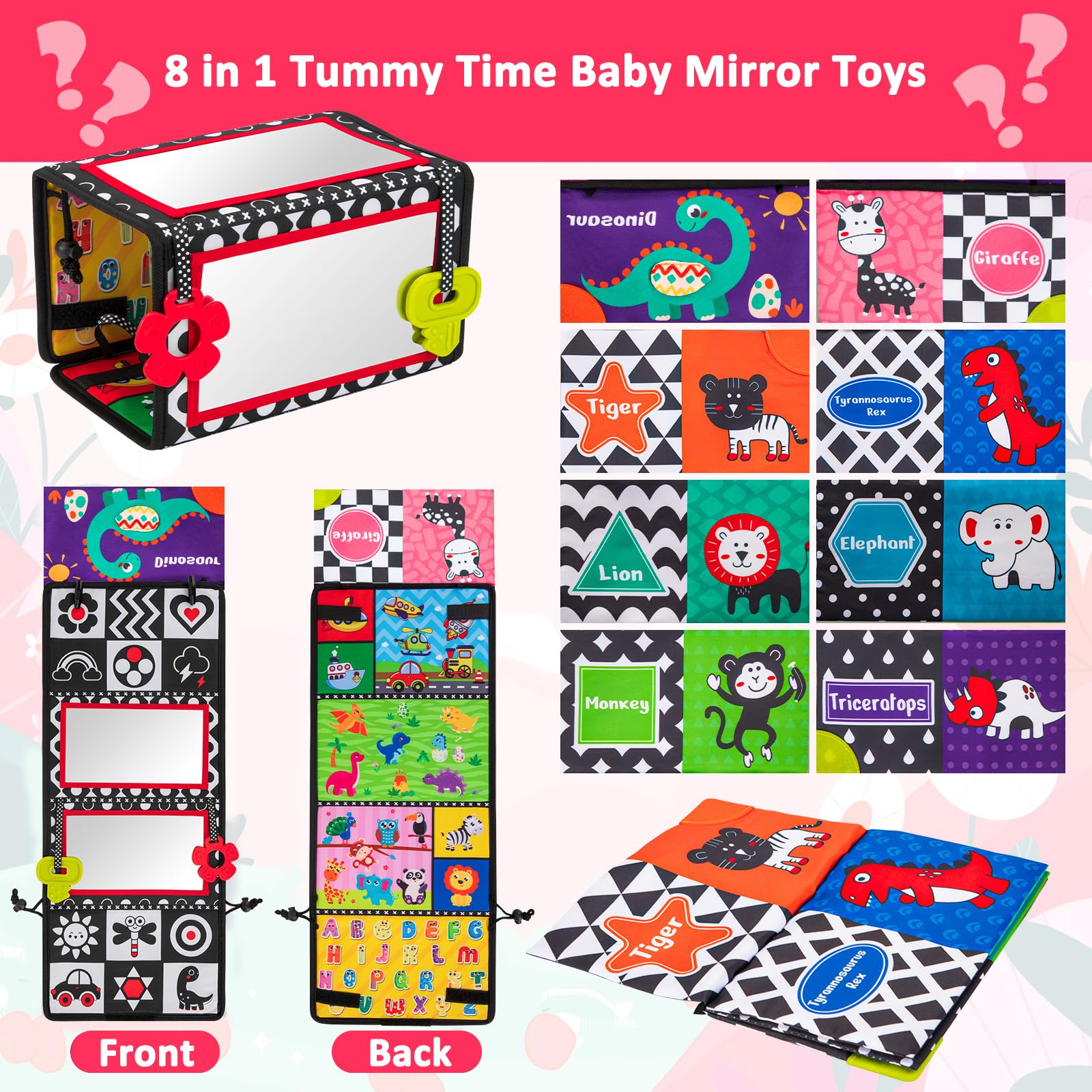 Specchio Montessori Neonati, Adatti per Giochi Sensoriali, Tappeti Striscianti Sono Perfetti per Esplorare con i Bambini, Molto Adatto Come Regalo per Bambini