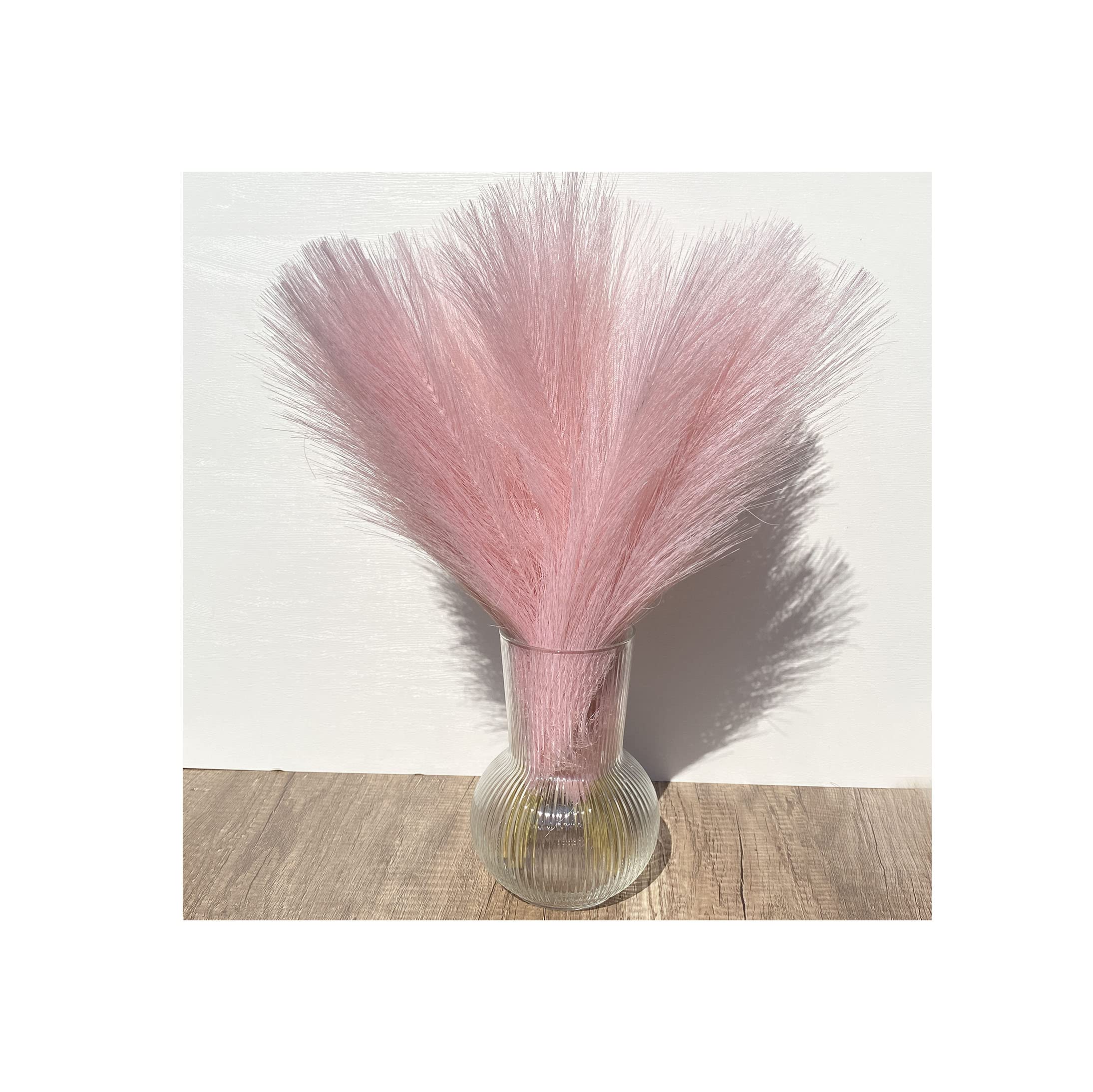 Artificial Pampas Grass Decor 17.7"- Fluffy Fake Flowers 6 pcs,Boho Faux Plants Non-Shedding Reeds for Home and Bedroom Decor,Table Filler Centerpieces Wedding Arrangement Feather Decor (pink)