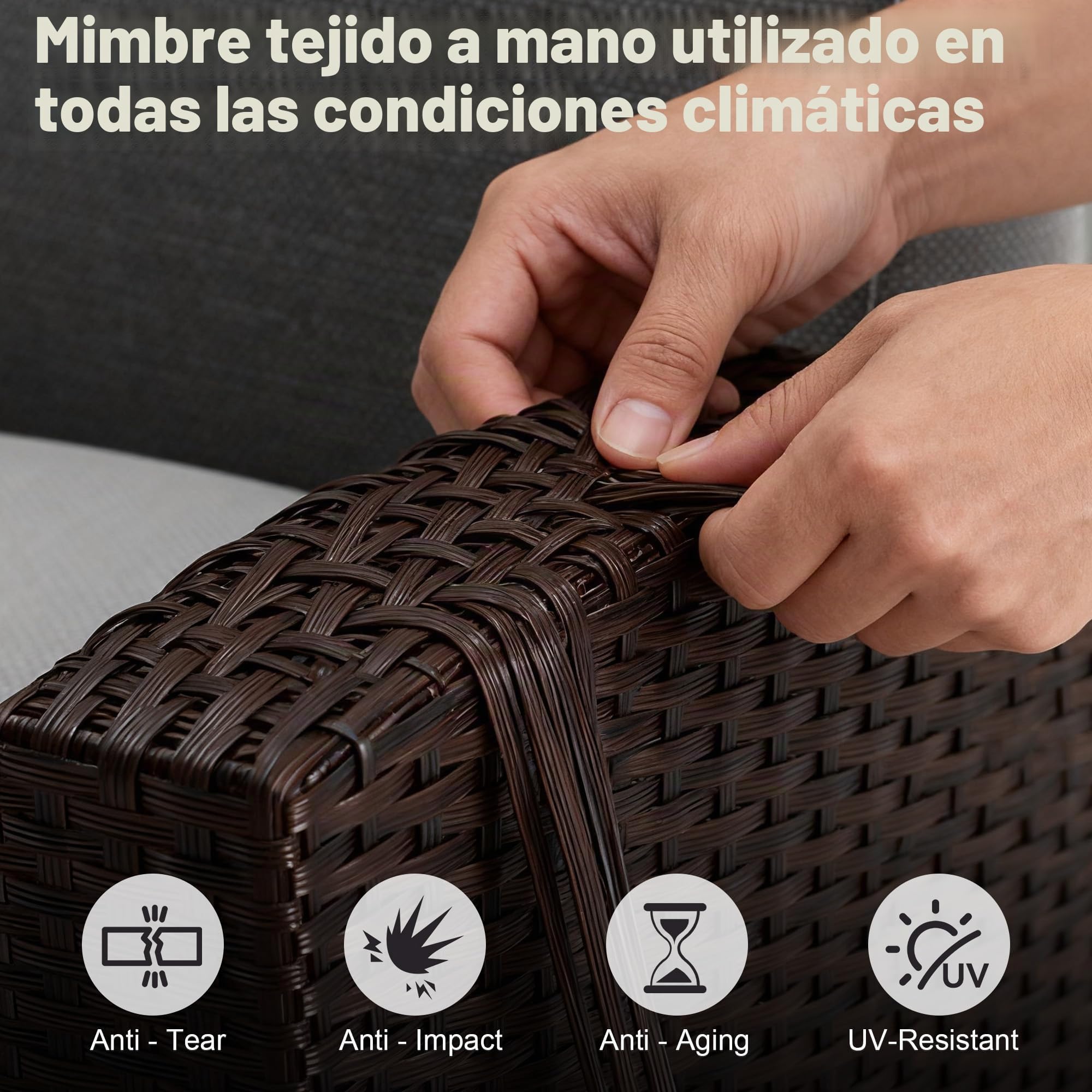 Fiutazge Tumbona de Ratán Respaldo Regulable con Cojín,Funda Protectora,Tumbona de Jardín,Fácil Limpieza Fundas Intercambiables,Silla de jardín,para Patio Terraza-Gris