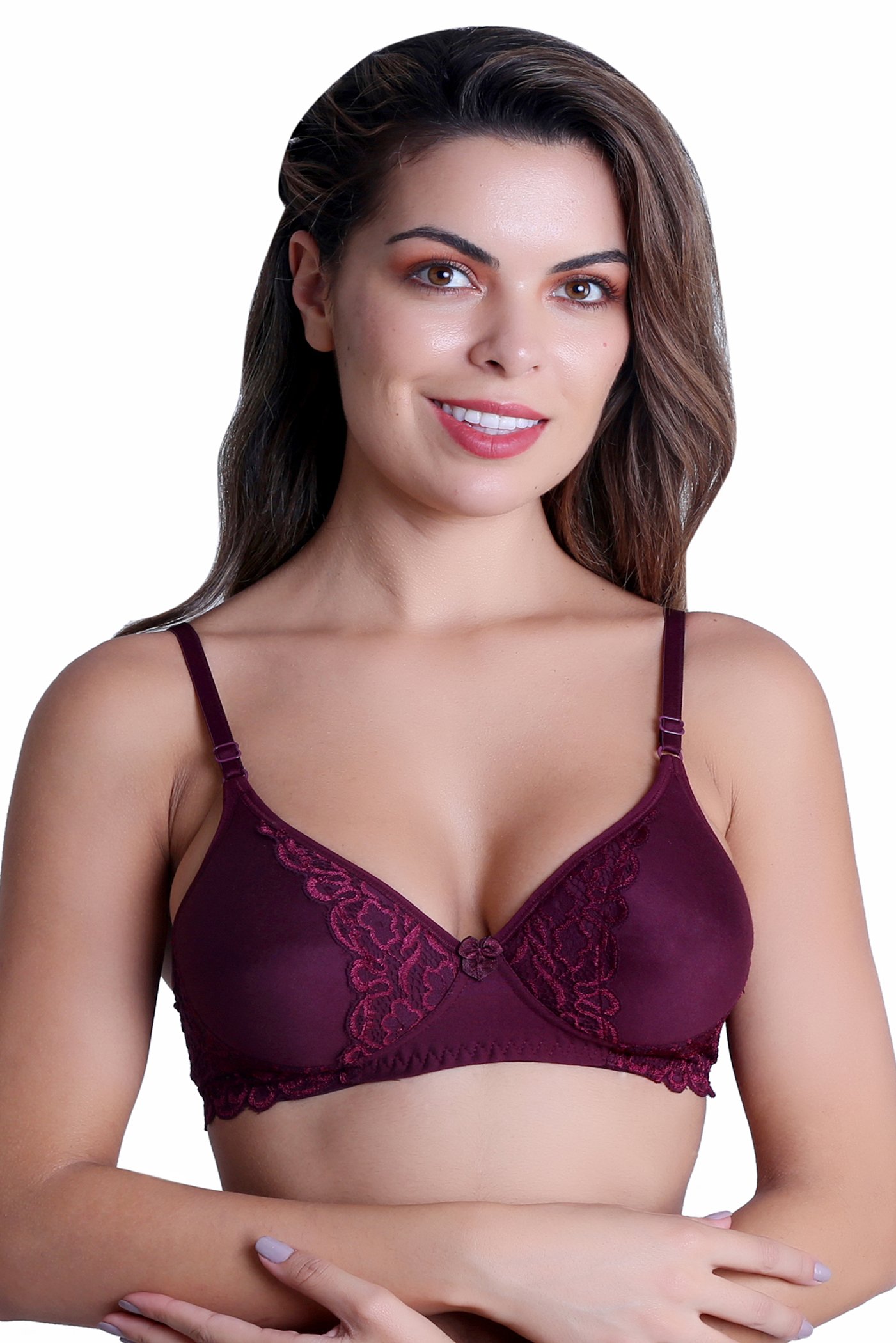 CLERENE Women's Non Wired Padded Lace Bridal and Everyday Bra