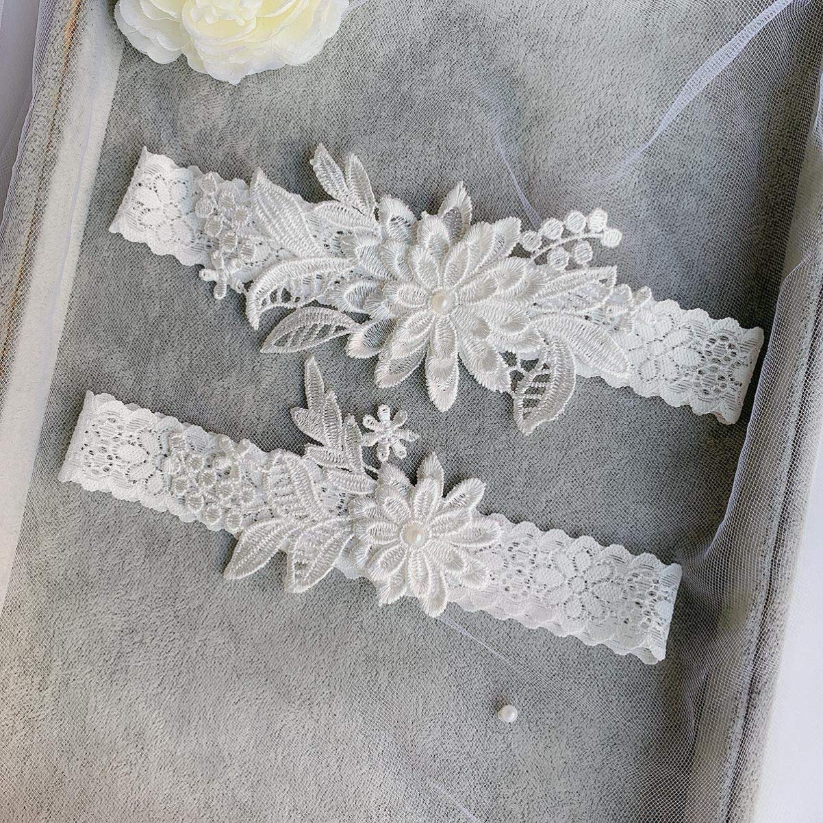 Pas Panna Młoda Podwiązka Elegancka Elastyczna Koronka Noga Zespół Ozdoby Accessary Udo Pierścień Pas Do Pończoch Zestaw Wedding Bridal Shower Party Dobrodziejstw