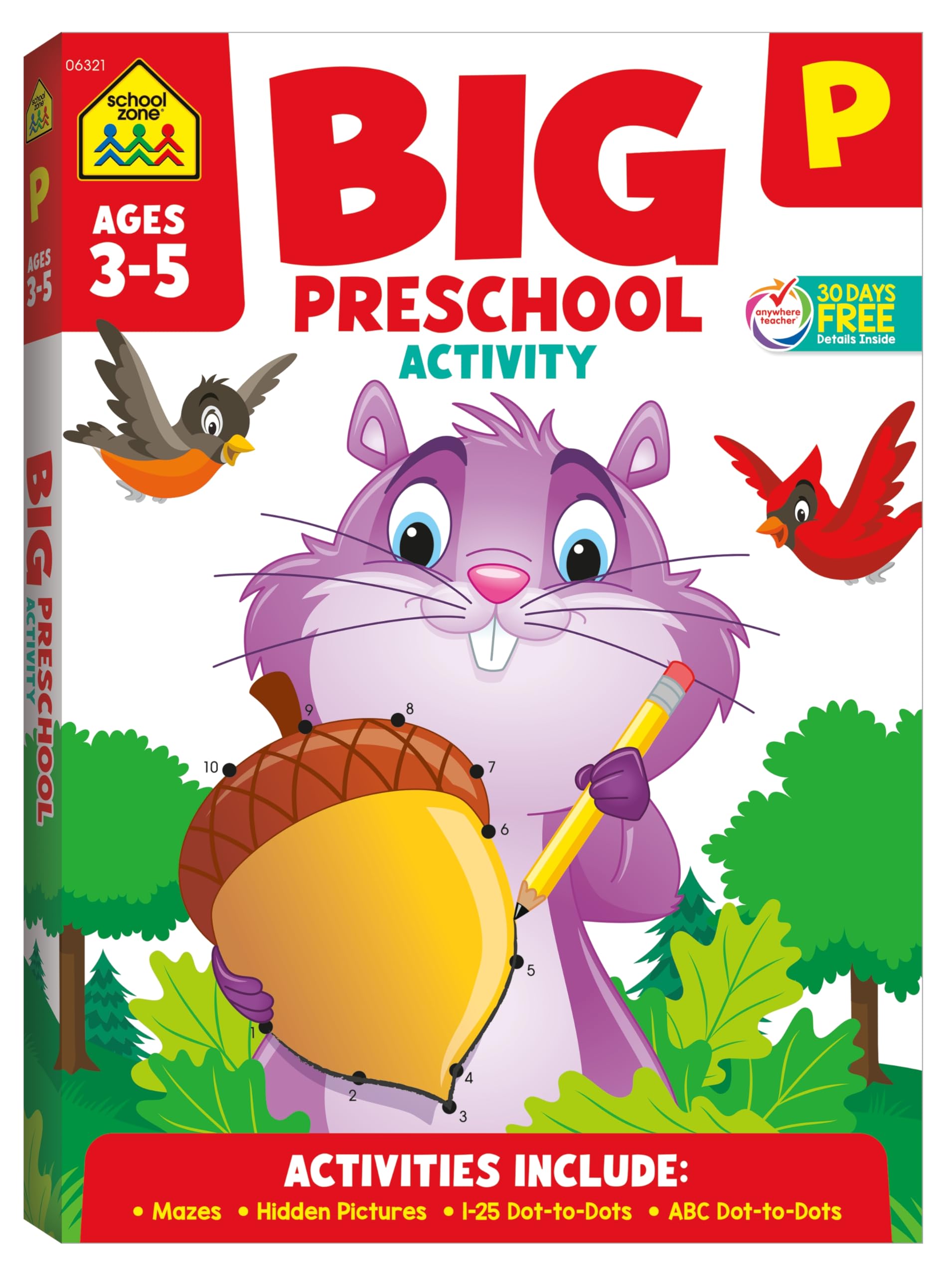 Photo 1 of School Zone Big Preschool Activity Workbook: 320 Pages, 300+ Activities, Pre-K Workbook, Tracing, Letters, Numbers, Colors, Shapes, Ages 3–5