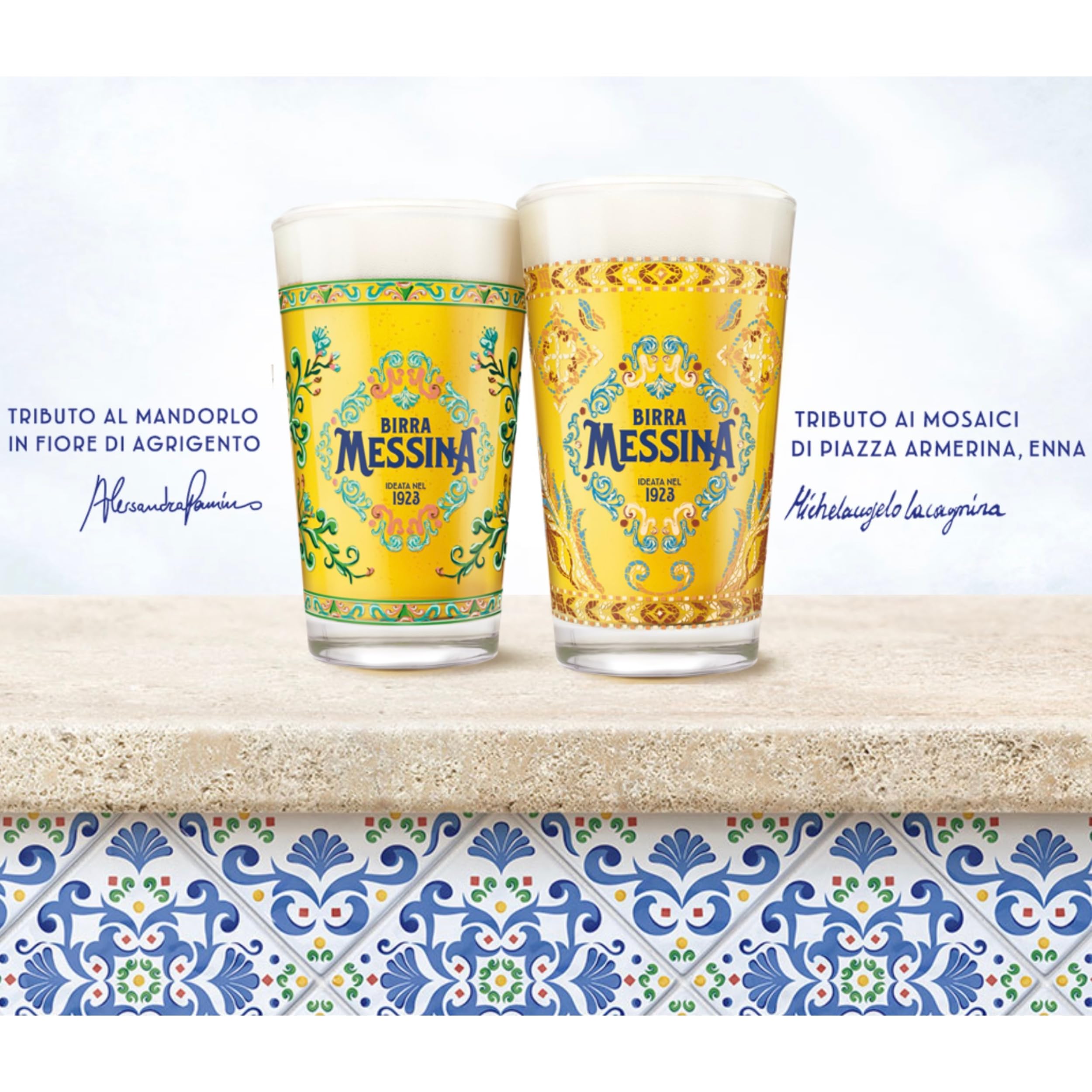 Cassa da 10 Birra Messina Cristalli di Sale 4,7% Vol. 330 ml - con 2 Bicchieri da Birra da 200 ml Birra Messina