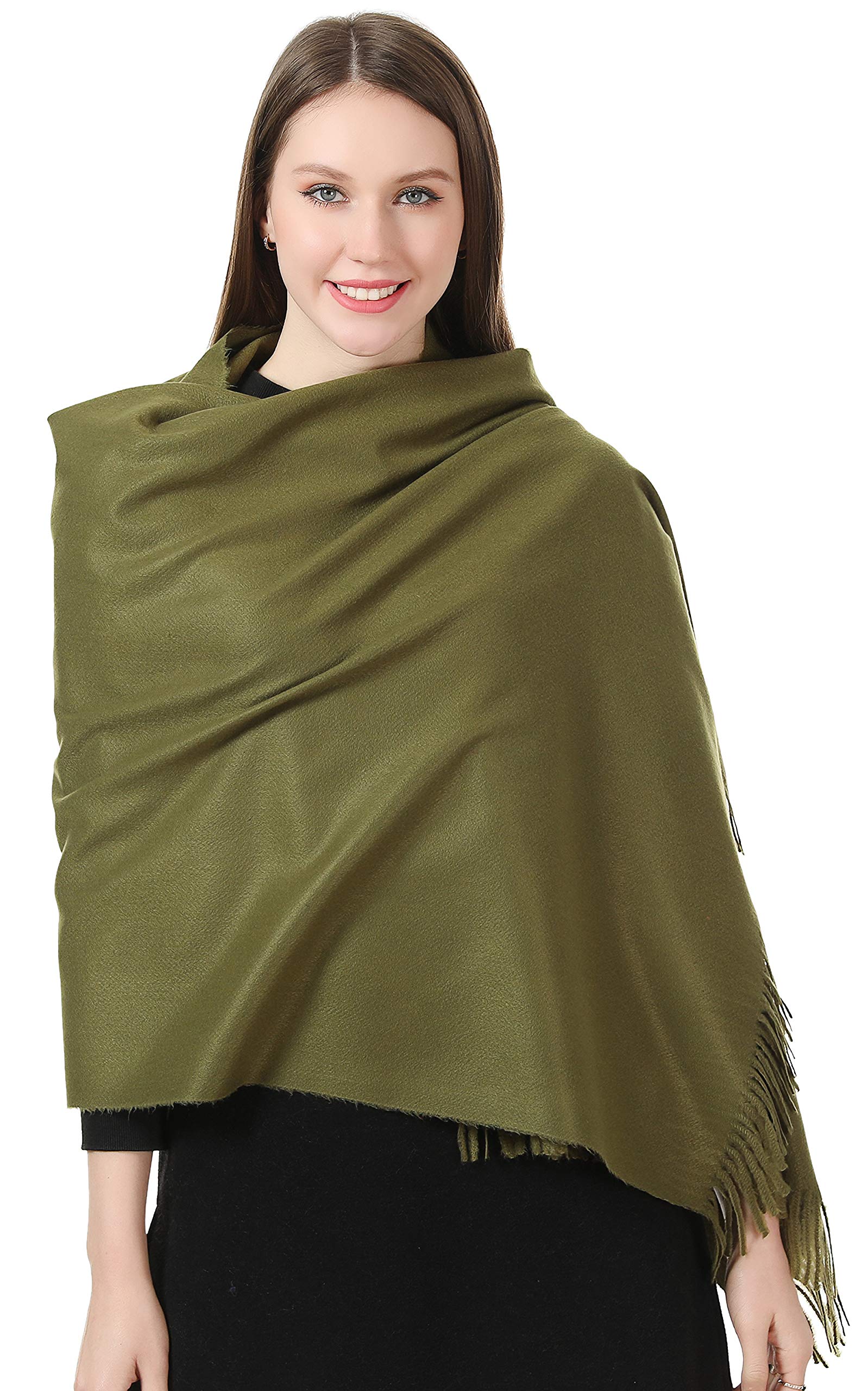 Essential Cozy Warm Shawls Scarves Scarf for Women this Winter Autumn Fall (Olive Green)