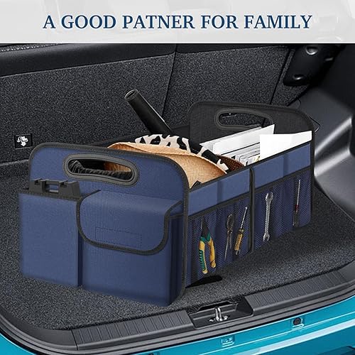 Miniatura 7 de Femuar Organizador de maletero de coche, plegable, impermeable, antideslizante, azul, 52L, 5 compartimentos, rectangular, portátil, prácticofuncional