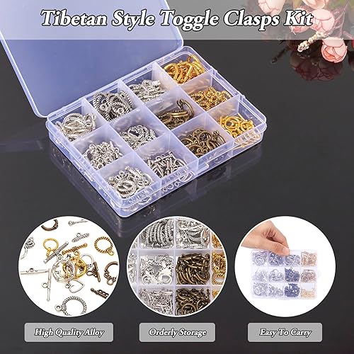 Miniatura 2 de Beadthoven - Juego de 120 broches de palanca de joyería tibetana, cierre de barra en T, conectores de palanca para collares, pulseras, joyería,