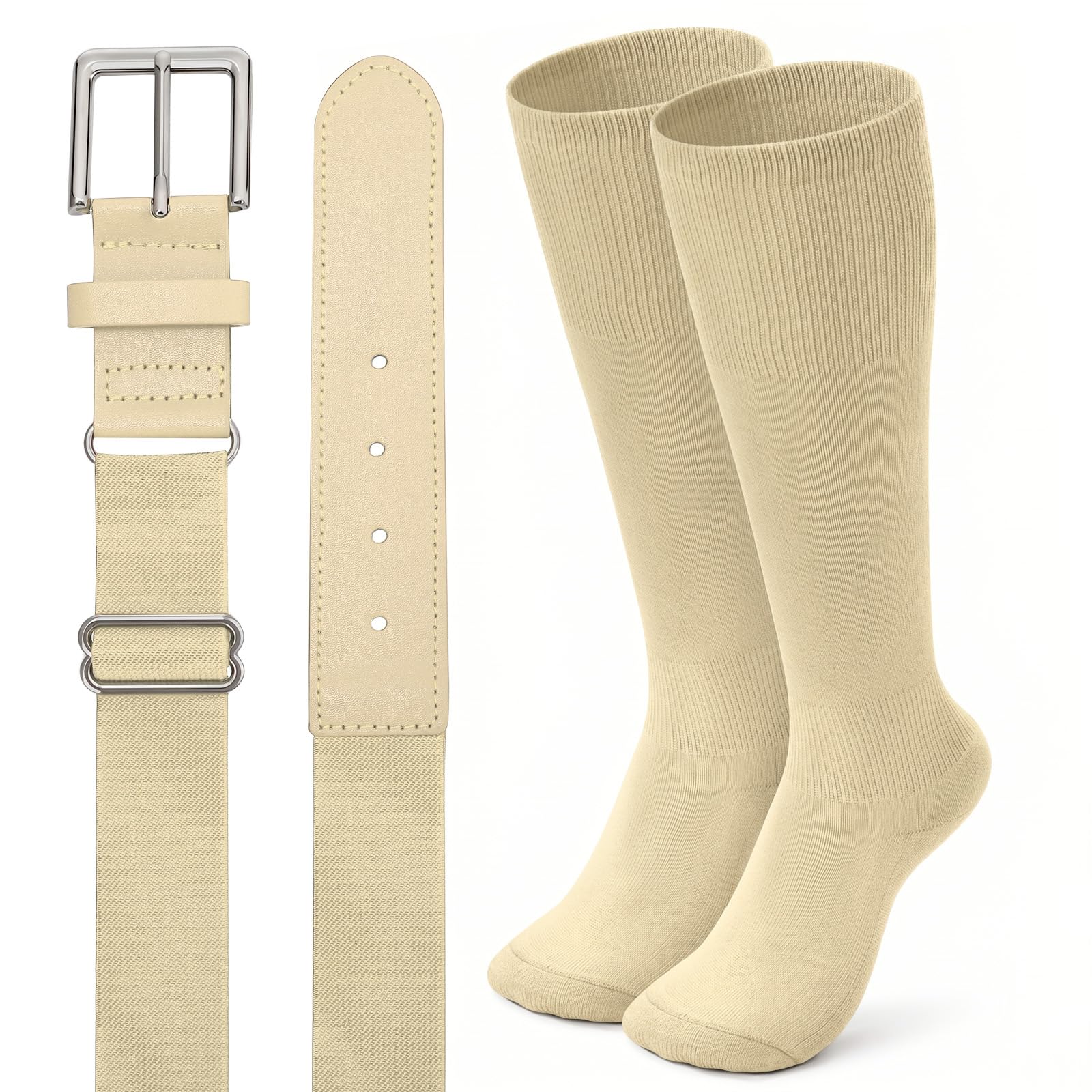 XZQTIVE Baseball Softball Socks and Baseball Softball Belt Combo Set Knee-High Soccer Socks for Kids Youth Adult