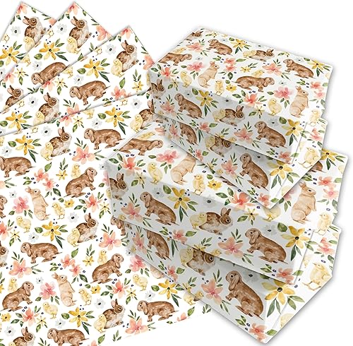 Miniatura 9 de 12 hojas de 28 x 20 pulgadas, papel de regalo de conejo de Pascua, acuarela, floral, conejo, pollo, papel de regalo para cumpleaños, Pascua, baby