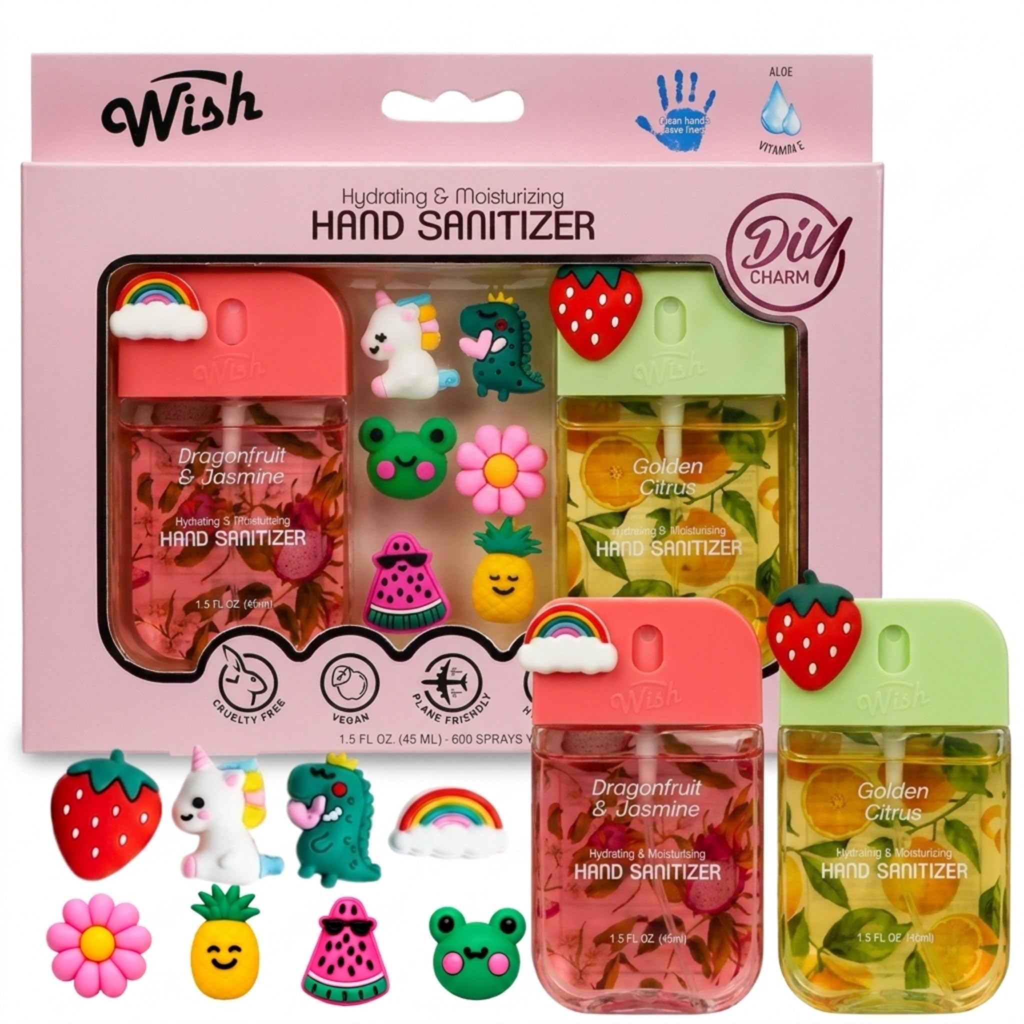 Amazon.com: Wish Kids Hand Sanitizer Spray with Charms 2 Pack Gift