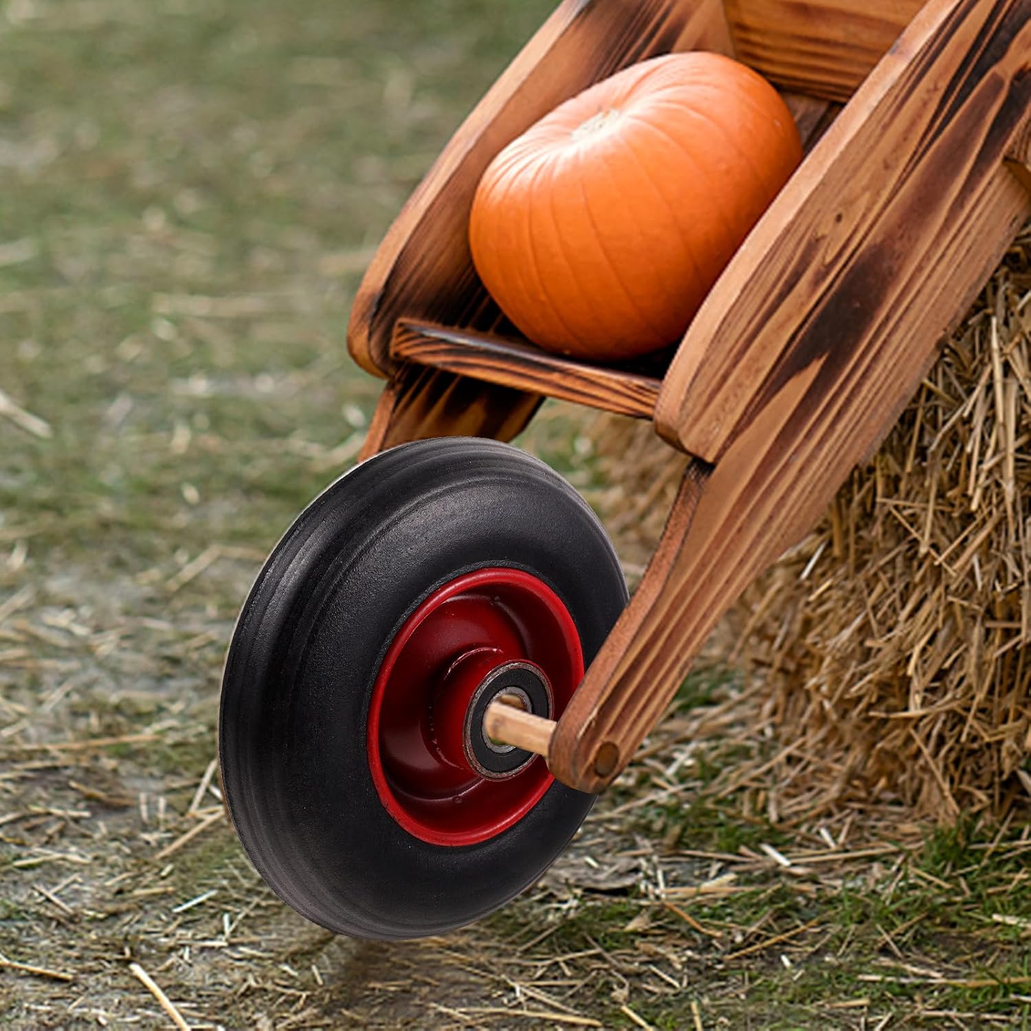 Yardwe 10-inch Solid Rubber Wheelbarrow Tire Replacement 215mm Diameter Mute Trolley Wheel ’ Unicycle and Hand Truck Puncture-proof Non-inflatable Outdoor Cart Tyre Random Color