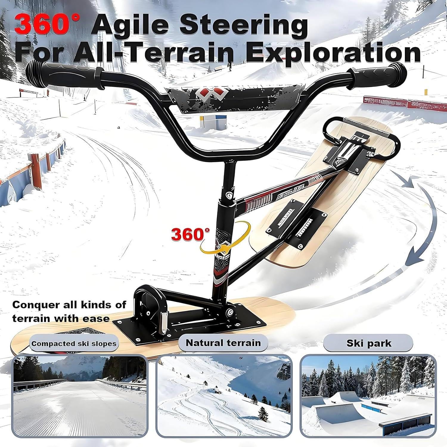 Winterspaß Mit Skiern, Schlittschuhen, Schneescooter, Ski-Scooter, Rodelschlitten Und Snowboard Mit Lenker, Vielseitig Einsetzbarem, Tragbarem Sandboard Und Snowskate. A