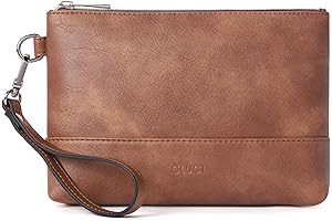 Women's Large Capacity Brown Leather Clutch