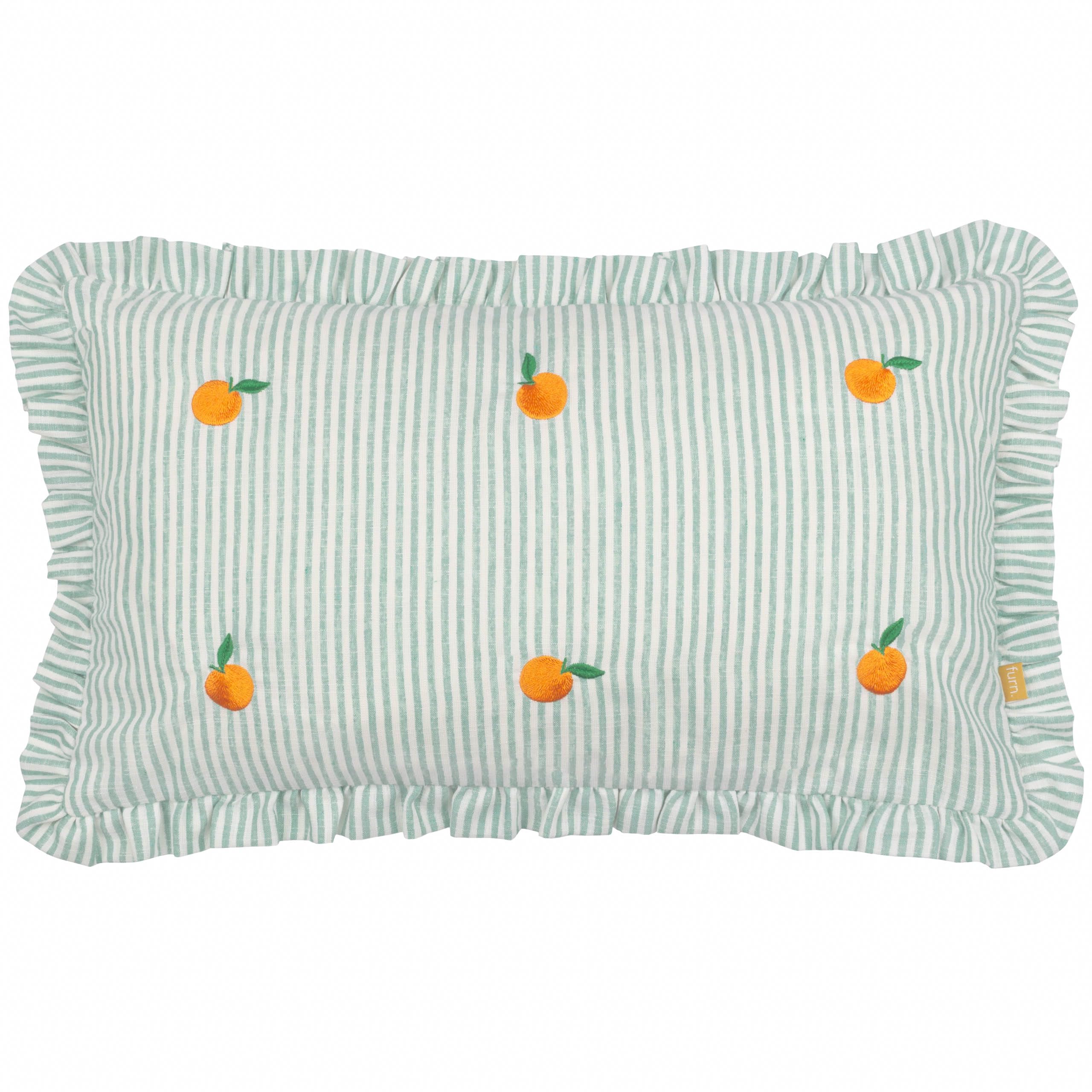 furn. Les Fruites Embroidered Ruffle Cushion Cover - Oranges - 30x50cm