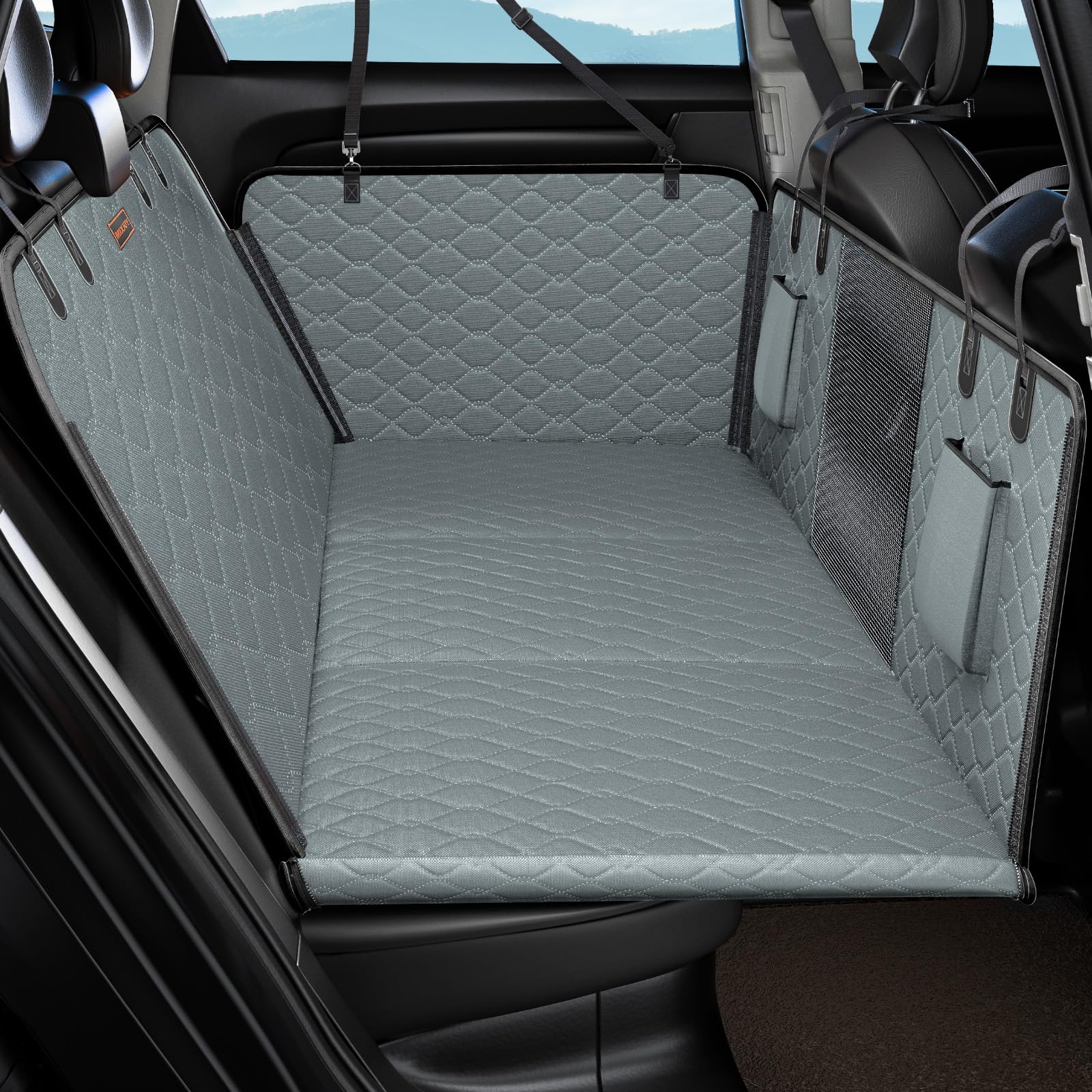 MIXJOY Back Seat Extender For Dogs, Hard Bottom Dog Car Seat Cover