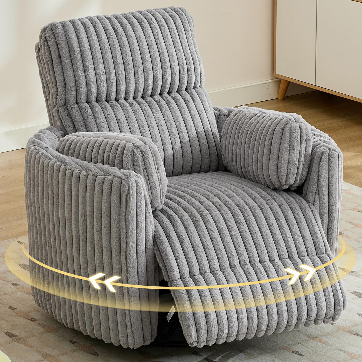 VANOMi Power Recliner Chair With USB & Type-C Charging - 270° Swivel Glider Rocker, Electric Recliner For Nursery, Living Room, Bedroom (Dark Gray) - View #11