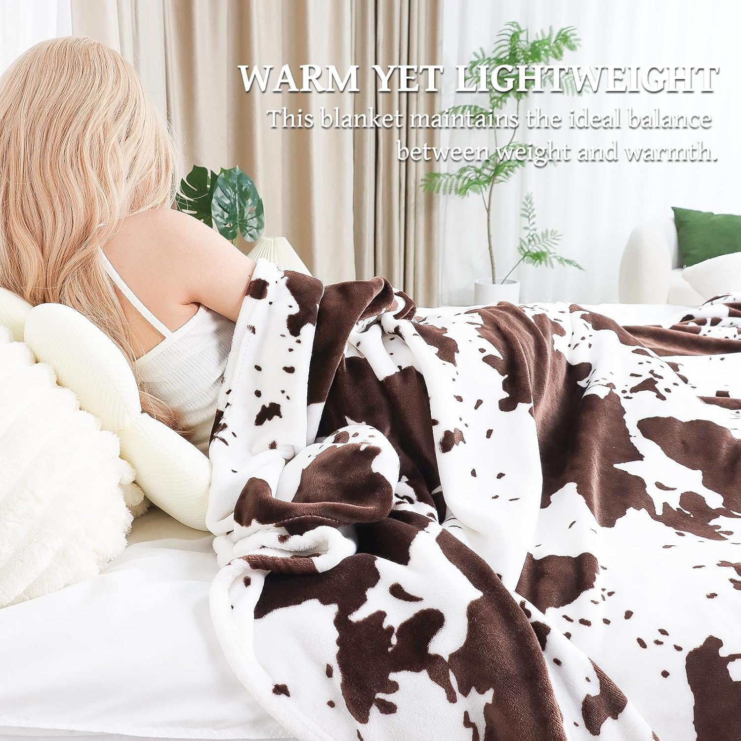 Cow Print Blanket for Couch Bed, Fuzzy Fleece Soft Blankets and Throws, Brown White Western Home Decor, All Season Cozy Gifts for Cow Lovers Women Men 50x60 Inches - Image 5