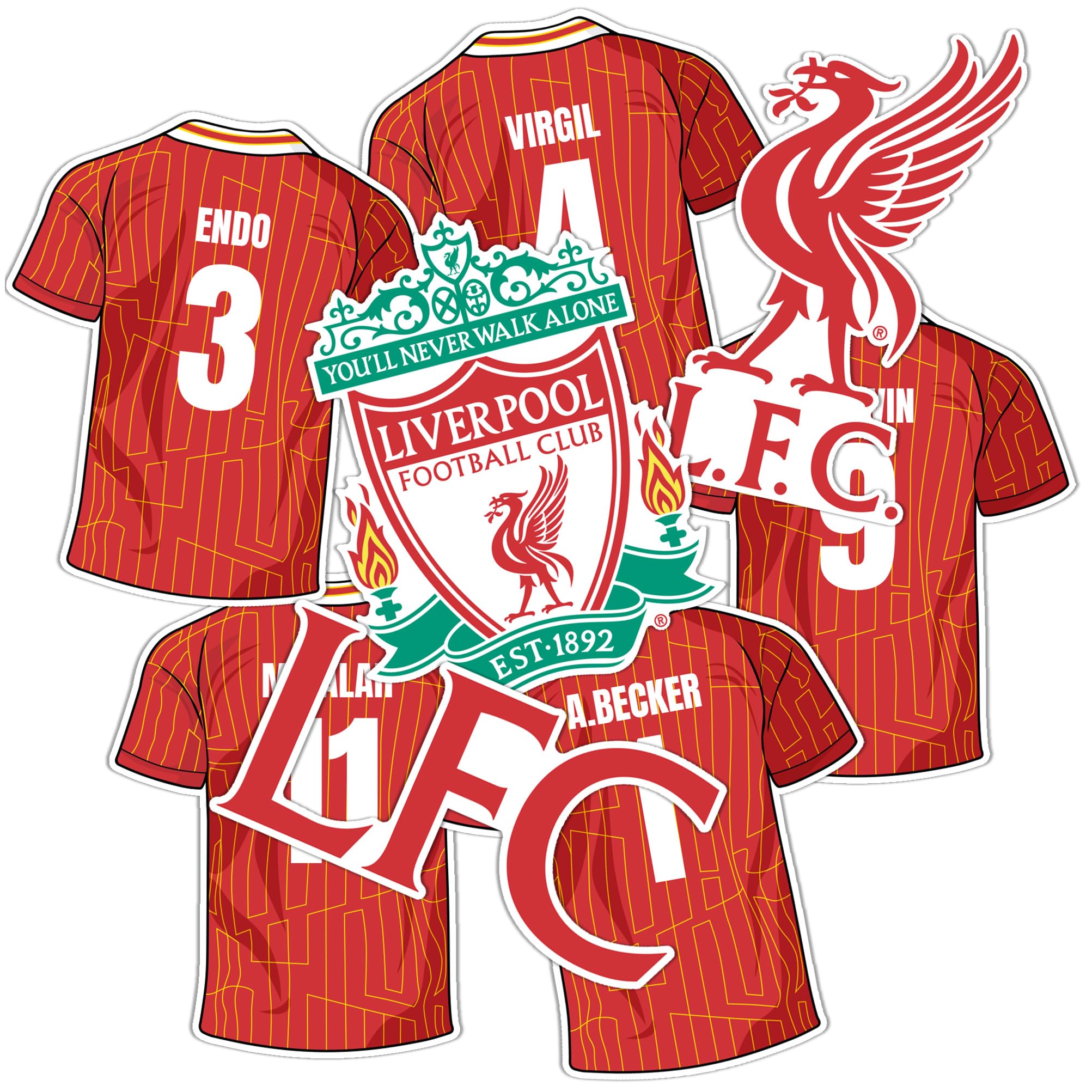 Desert Cactus Liverpool FC Sticker Decal Vinyl English Anfield Football Soccer Laptop Water Bottle Car Scrapbook (Type 2-2 Players)