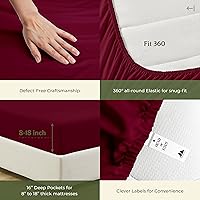 Vista 63 de MAYFAIR LINEN Twin XL Fitted Sheet Only - 100% Egyptian Cotton 600 Thread Count 16" Deep Pocket Fitted Sheet Twin XL, Cooling Sateen Elastic Bottom