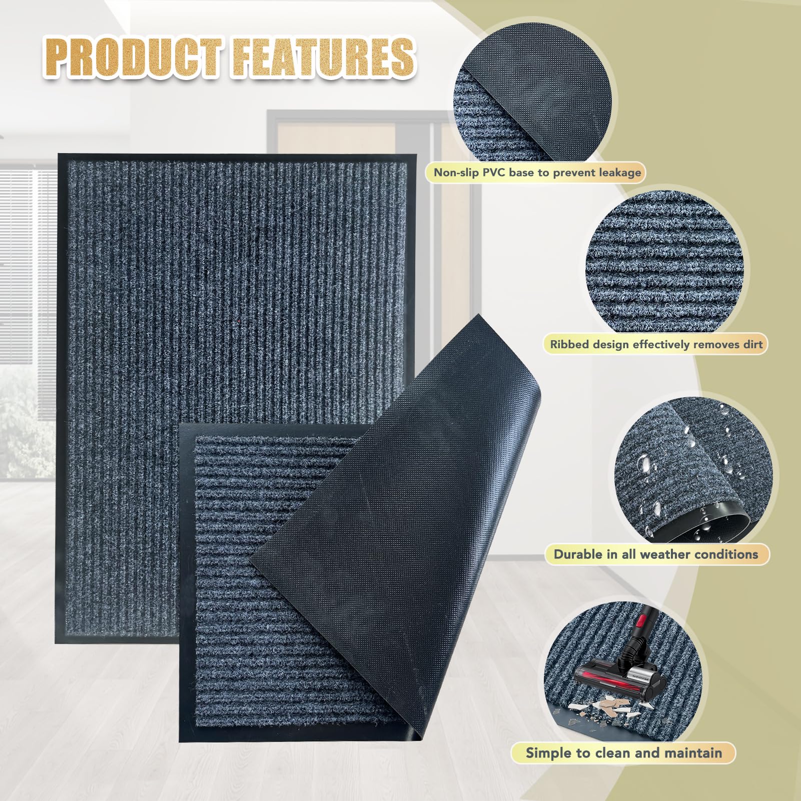 Front Door Mat, 3'x10'Indoor Outdoor Welcome Commercial Floor Mats — Amazon image 3