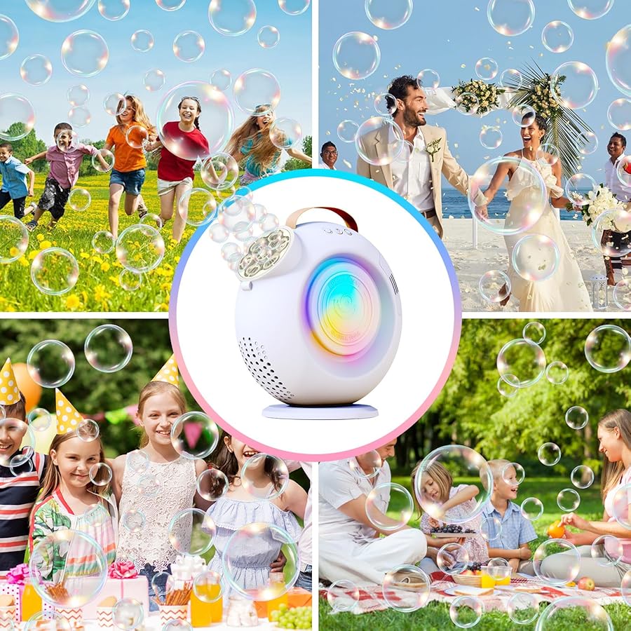 Bubble Machine, Automatic Bubbles Blower for Kids Toddlers - 15000+ Bubbles Per Min, 90°/360° Auto Rotation & LED Light, Rechargeable Bubble Maker for Birthday Parties Wedding Outdoor Activities Gifts - image 6