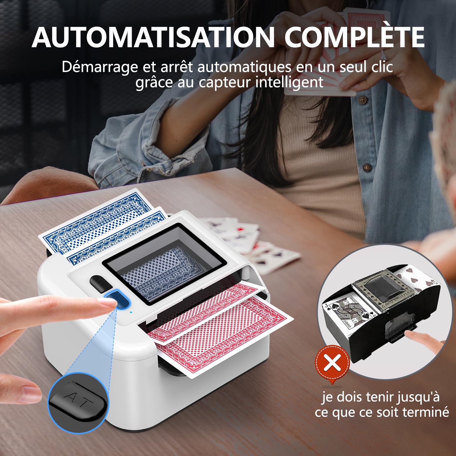 Mélangeur De Cartes Automatique Rechargeable – USB, Silencieux, Pour UNO, Poker, Etc.