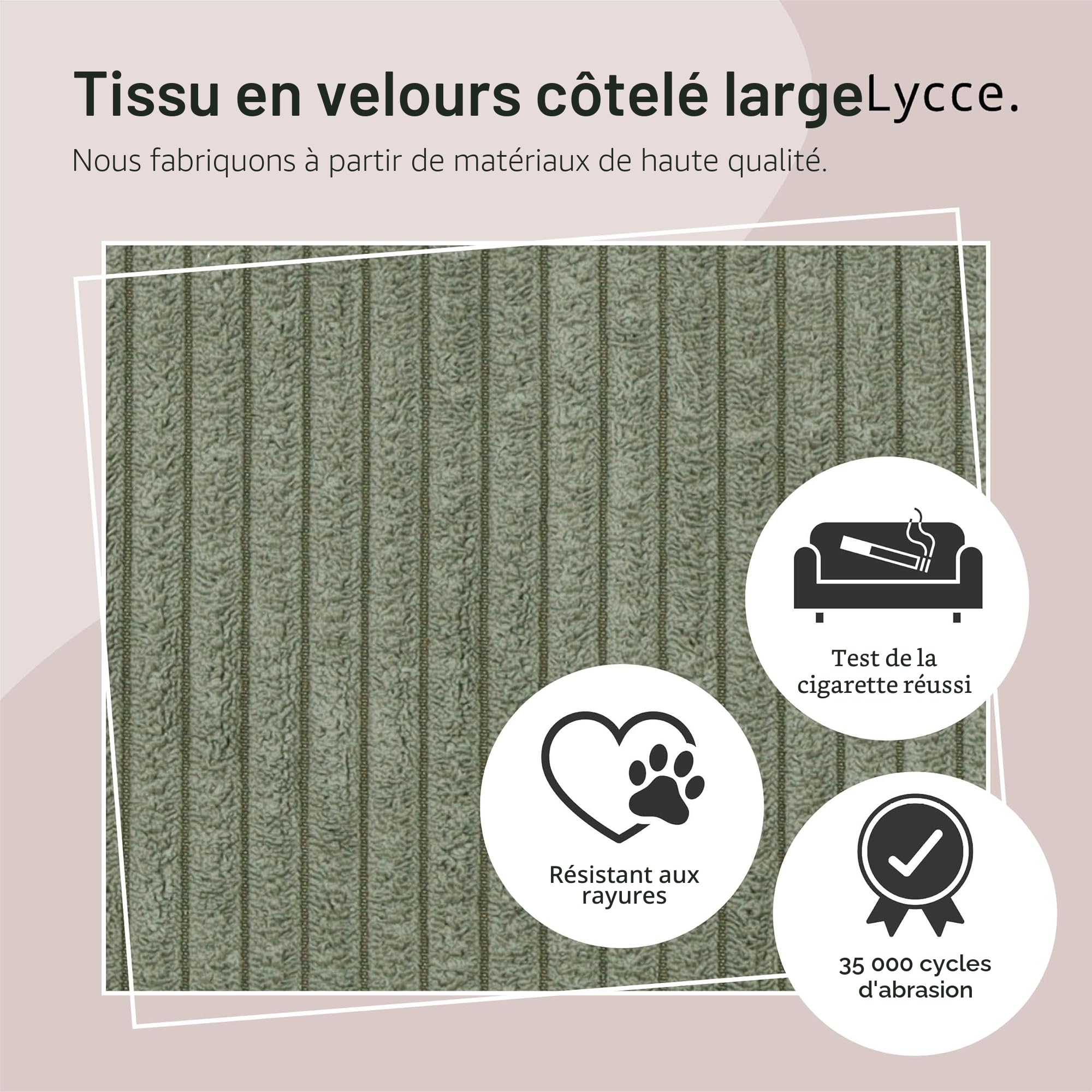 Lycce Coussin de banc à pince, 1 barre en tissu côtelé, rembourrage supplémentaire, profondeur du banc à partir de 35 cm (sauge)
