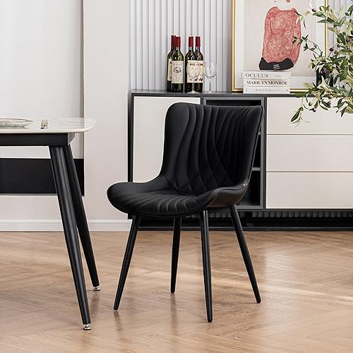 Miniatura 8 de Kidol & Shellder Sillas de comedor, sillas de cocina, sillas de comedor, sillas modernas de recepción, juego de 2 sillas tapizadas negras para sala