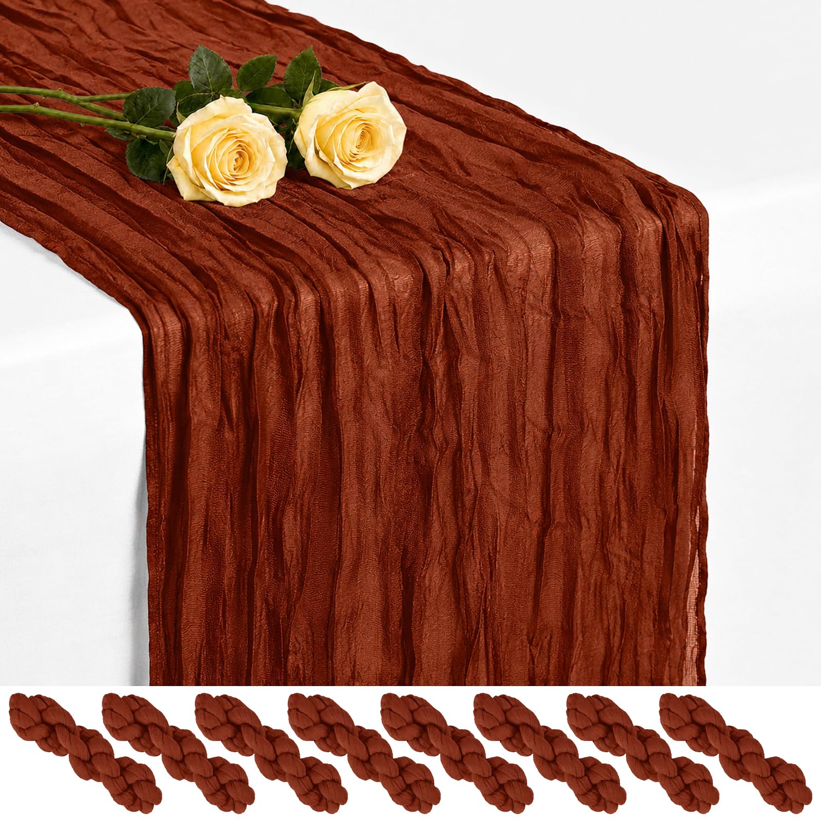 8 Pack Terracotta Cheesecloth Table Runner 55x300 cm Boho Home Decor