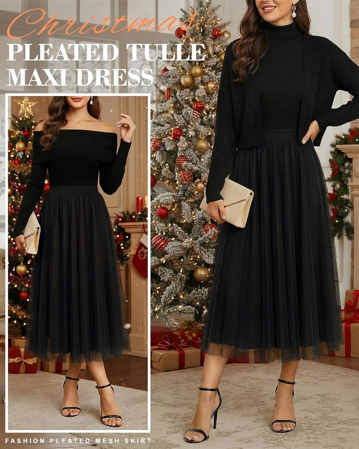 Women Tulle Skirt Fashion Pleated Mesh Skirt Elastic High Waist A Line Layered Flowy Party Wedding Daily Wear - Image 4