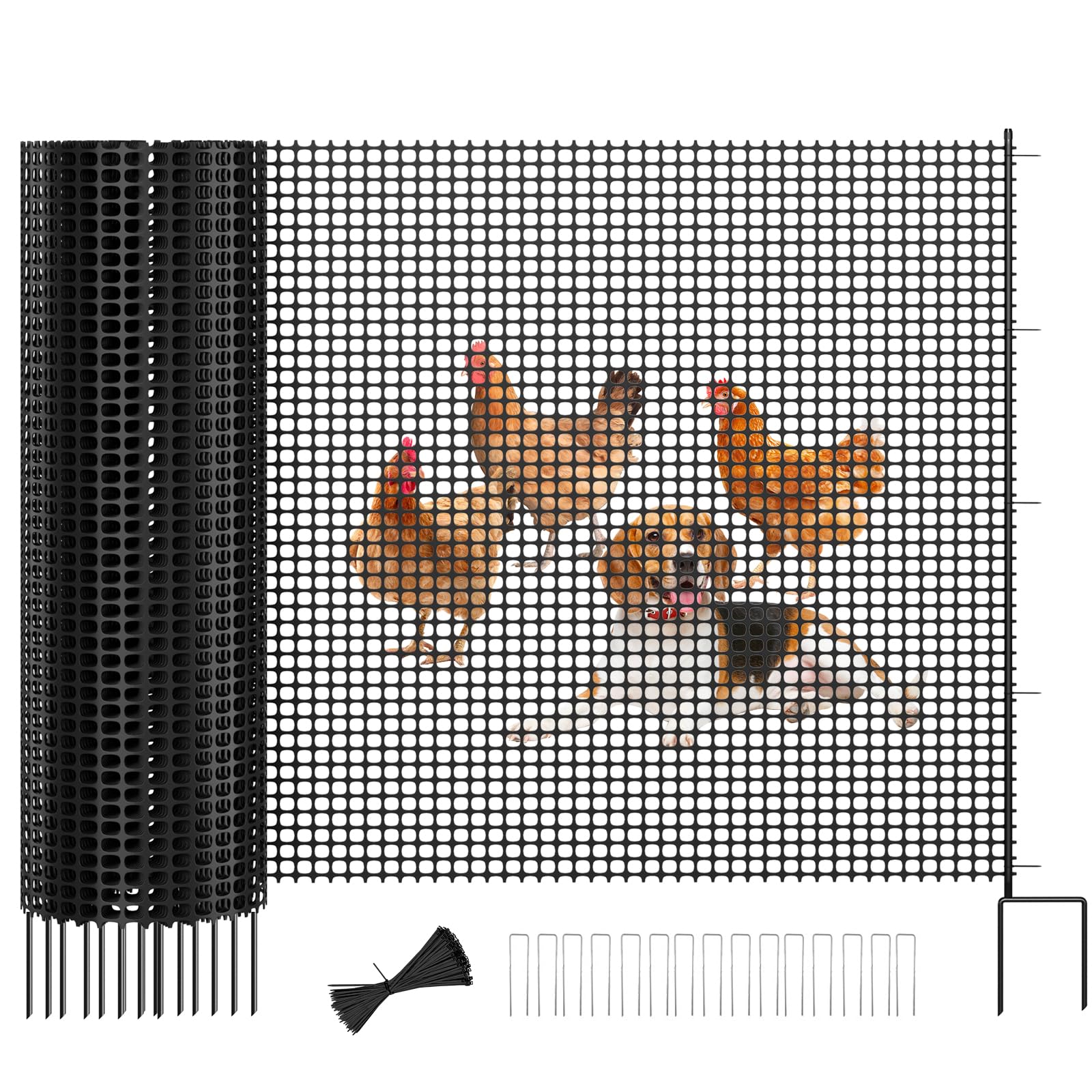 SUNYRISY Hühnerzaun Gartenzaun 100cm hoch, 25m lang Mobiler Weidezaun