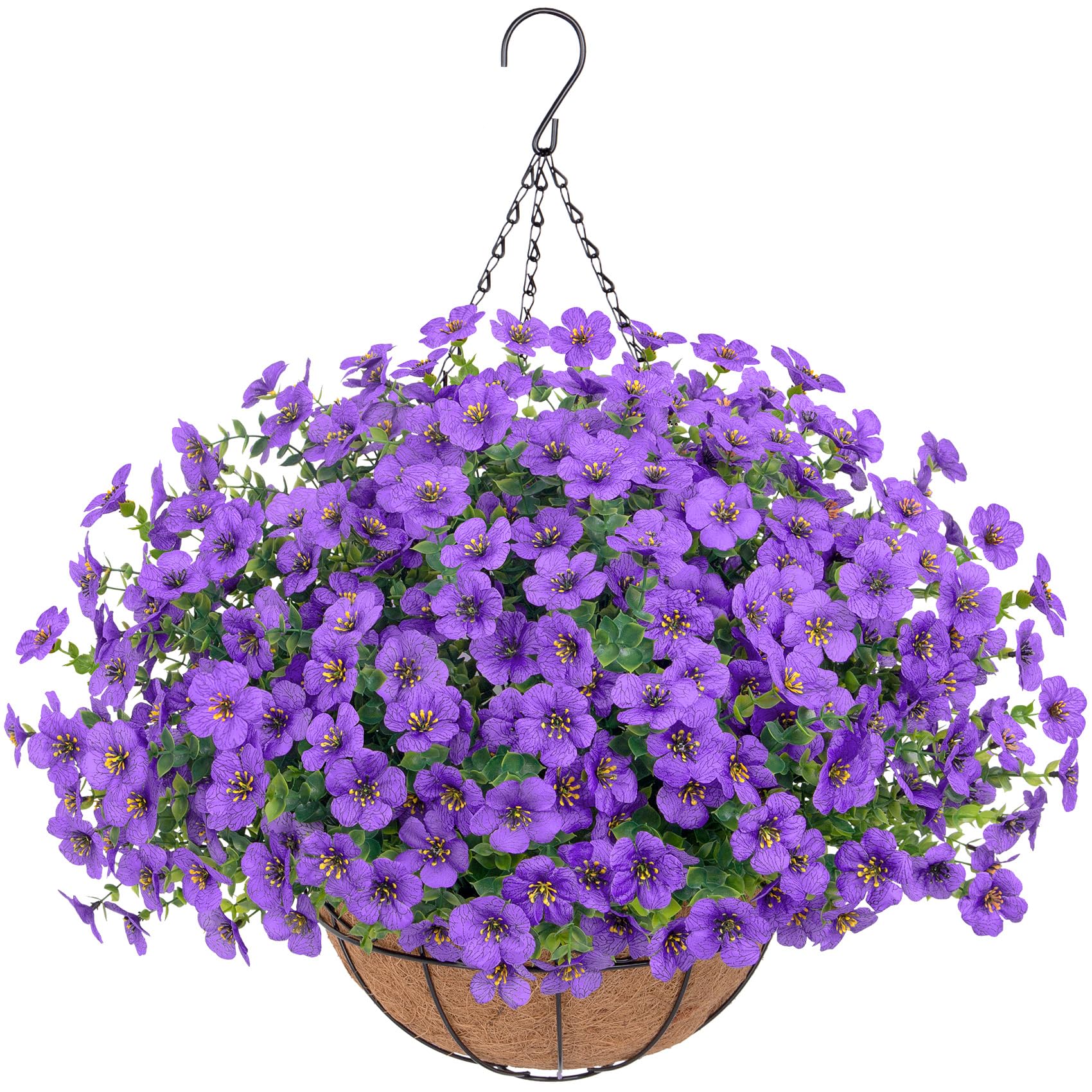 Bassion Artificial Hanging Flowers Basket Purple Daisy