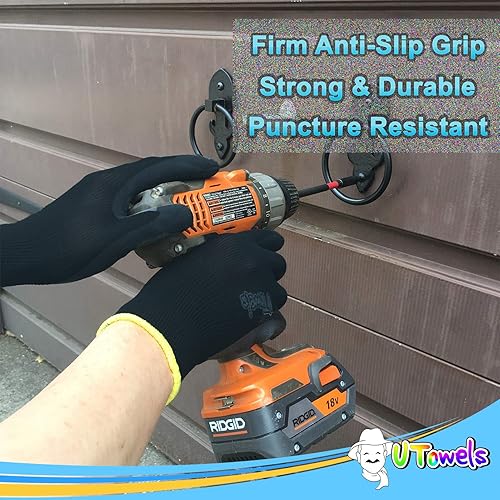 Miniatura 4 de Guantes de trabajo de seguridad con revestimiento de látex, paquete de 8 pares, color negro, XL