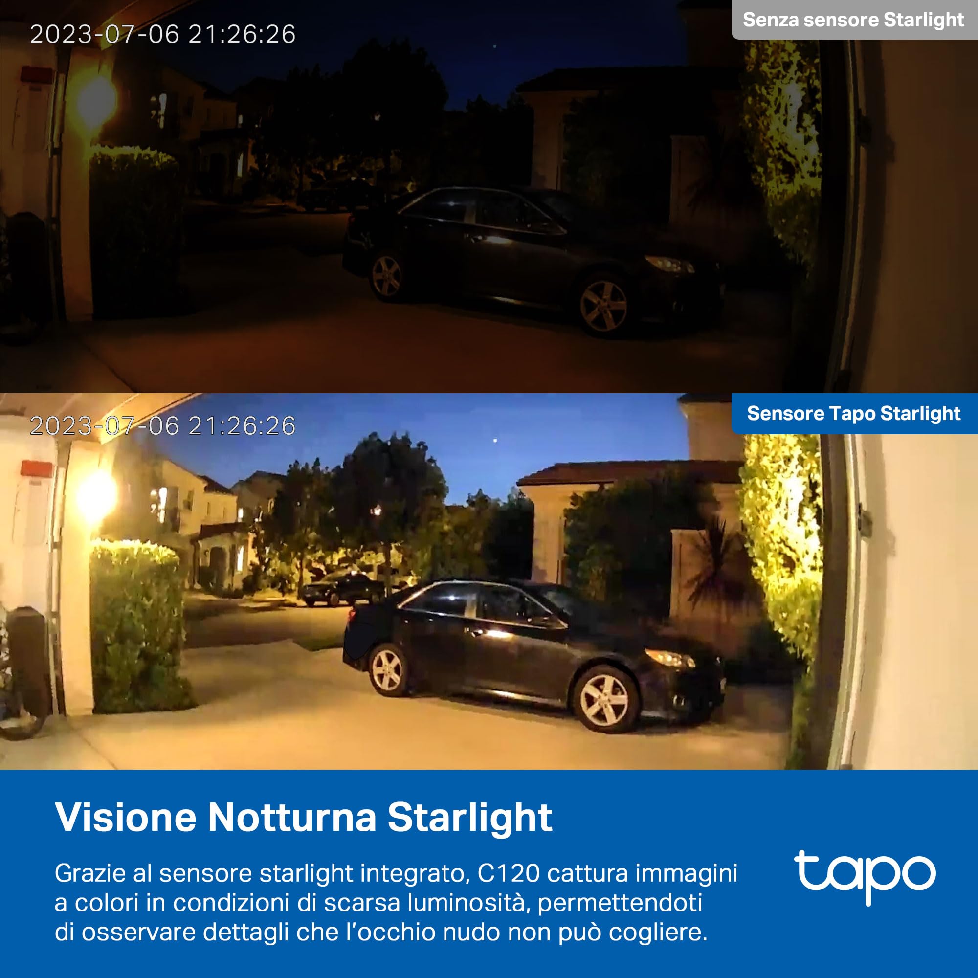 Tapo C120 Telecamera Wi-Fi Esterno & Interno, Videocamera Sorveglianza 2K 4MP, Sicurezza Domestica AI, Visione Notturna, Installazione semplice, Base Magnetica, IP66 Resistente Alle Intemperie, Alexa