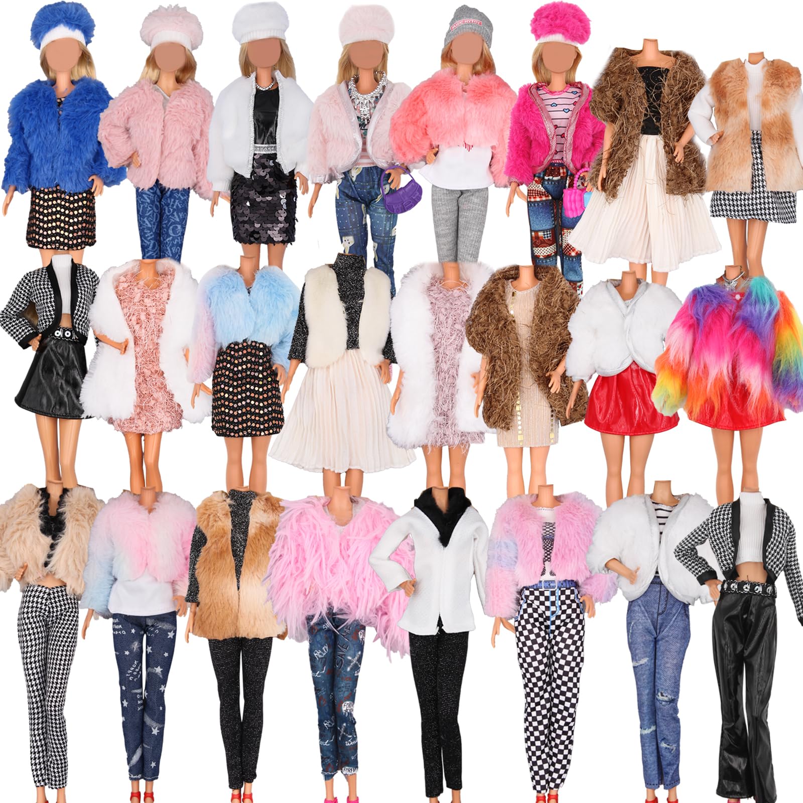 EuTengHao Doll Winter Coat Clothes Set for 11.5'' Girl Doll Include Winter Coat Jacket Tops Jeans T-Shirt Pants Skirt Dress Hat Suitable for 30cm Dolls for Girls Gift