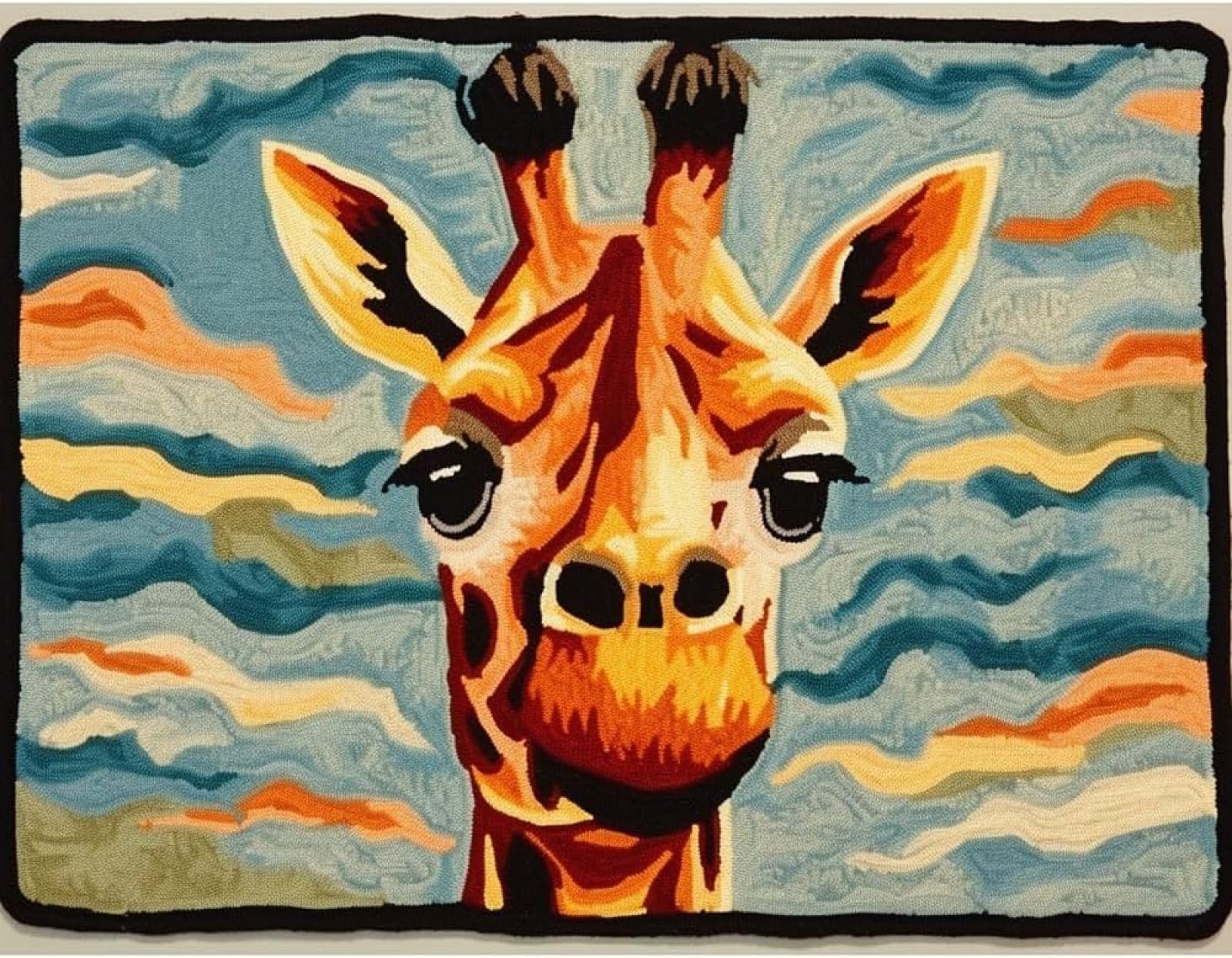 XDEGHUANGSS Latch Hook Kits for Adults,Giraffe Under Sky,DIY Crochet Yarn Rug Hooking Craft Set with Color Preprinted Pattern Design for Adults and Beginners,Creative Rug Making Craft Kit-80x115cm