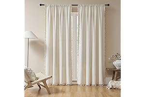 Joydeco Beige Boho Curtains 96 Inches Long Boho Curtains