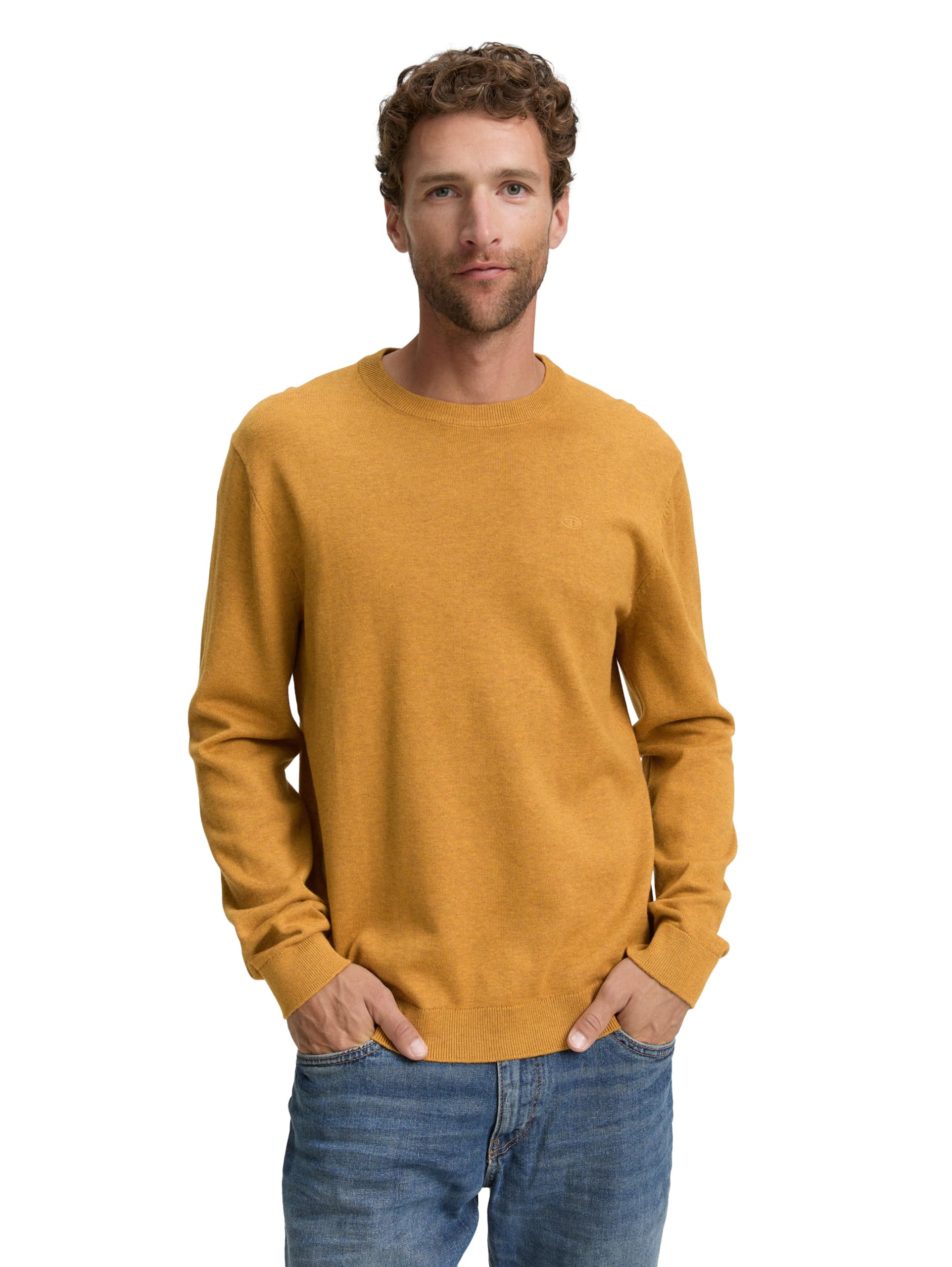 TOM TAILOR Herren Basic Strickpullover aus Baumwolle
