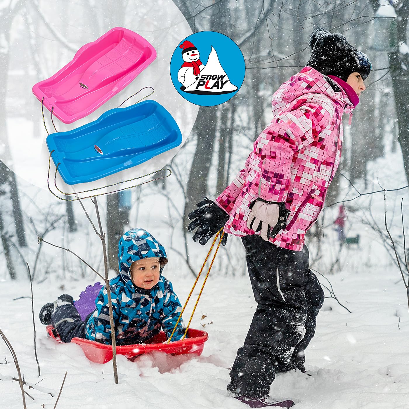 JAMARA 461126 Snow Play Bob Karol 80 cm, corda da tirare, leggera, sotto 1 kg, costruzione aerodinamica, blu