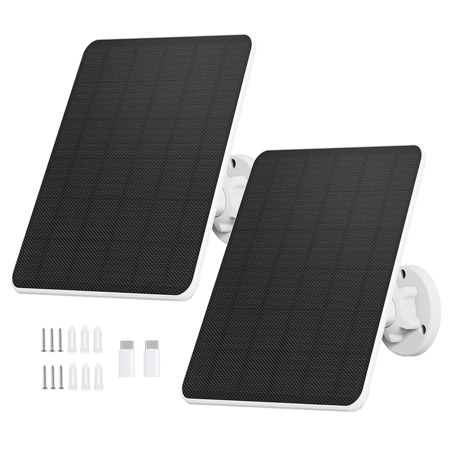 Panneau Solaire usb 6W pour Caméra de Sécurité DC 5V Rechargeable, Sonnette de Porte et Éclairage Extérieur avec Port USB-C, IP65, Câble de 3m (2 Pack)