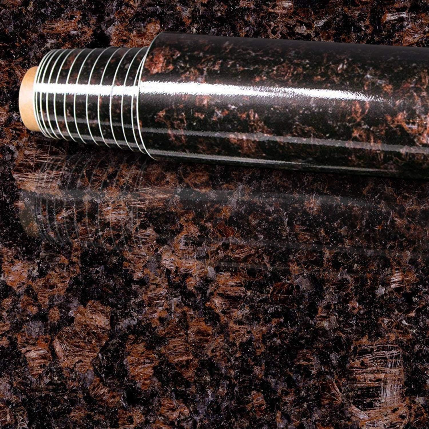 Instant Granite 36” x 72” Countertop Vinyl Laminate Sheet | Peel & Stick | Durable Self-Adhesive Paper Resists Heat, Stains, Water | Kitchen & Bath | Granite Design | Chestnut (6ft)