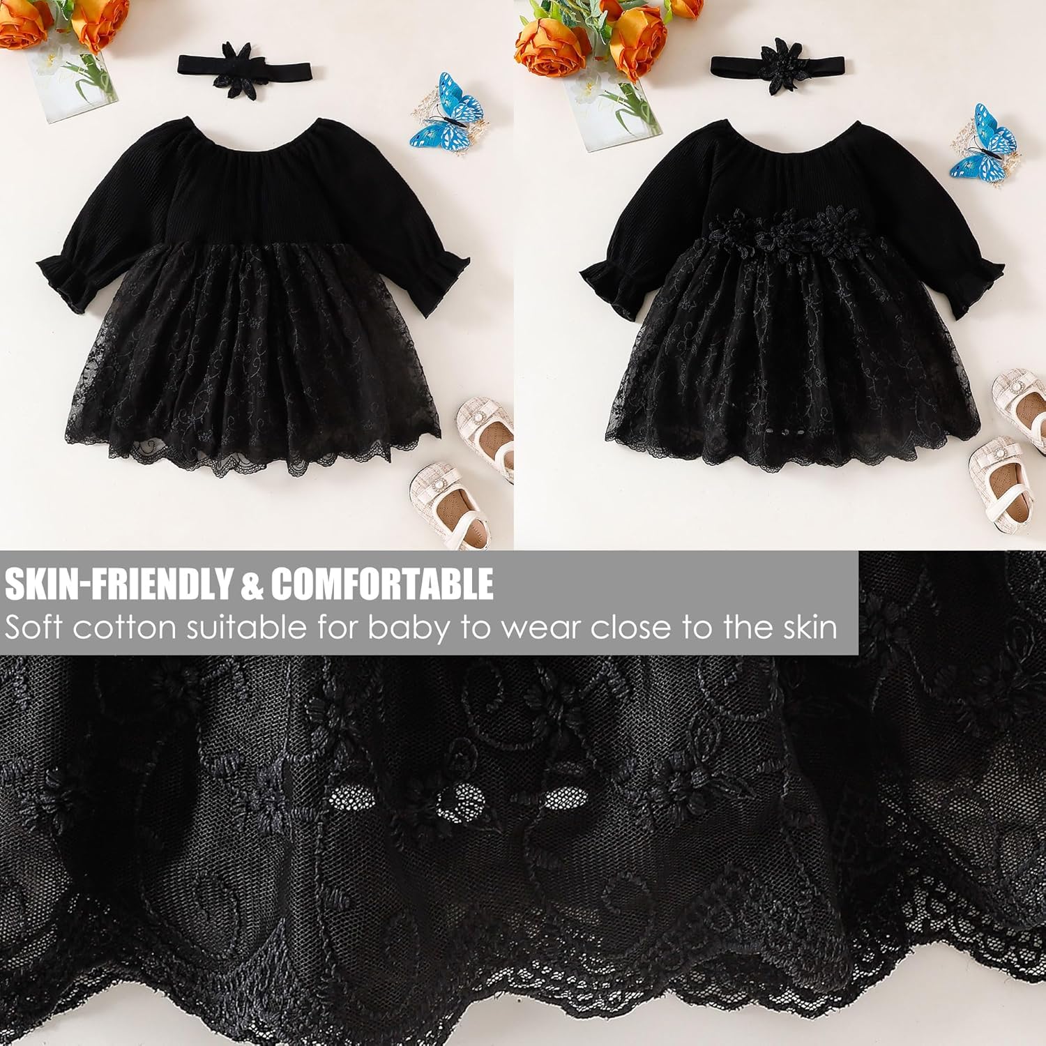 Newborn Baby Girl Romper Tutu Dress Long Sleeve Solid Casual Tulle Dresses Baby Girl Clothes 0-24 Months