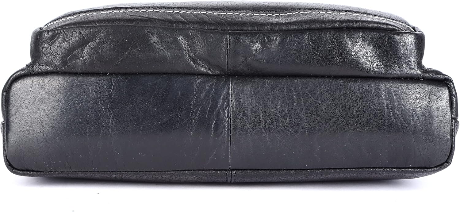 Olga Women's Extra-Large Genuine Leather Crossbody Purse – Soft Triple-Zip Shoulder Bag - Image 9