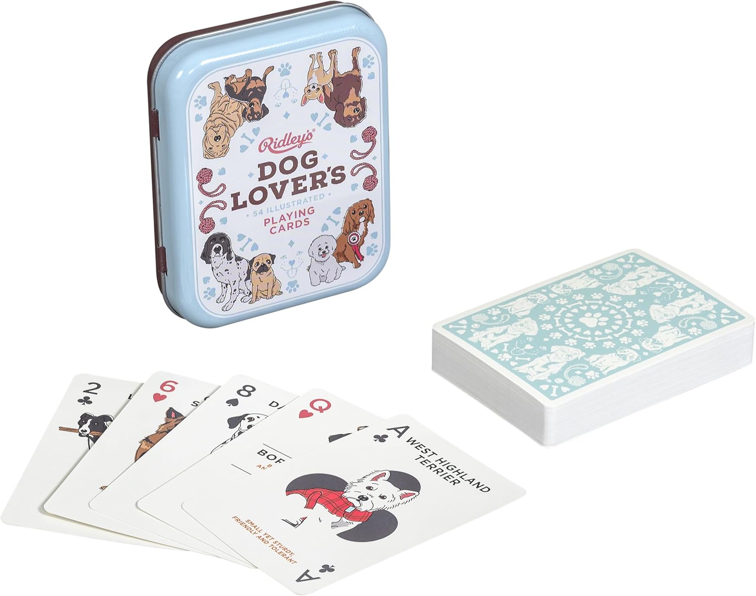 Ridley’s Dog Lover’s Deck of Index Playing Cards – 54 Beautifully Hand-Illustrated Dog Playing Cards – Includes a Durable Storage Tin for Easy Travel – Makes a Unique Gift Idea