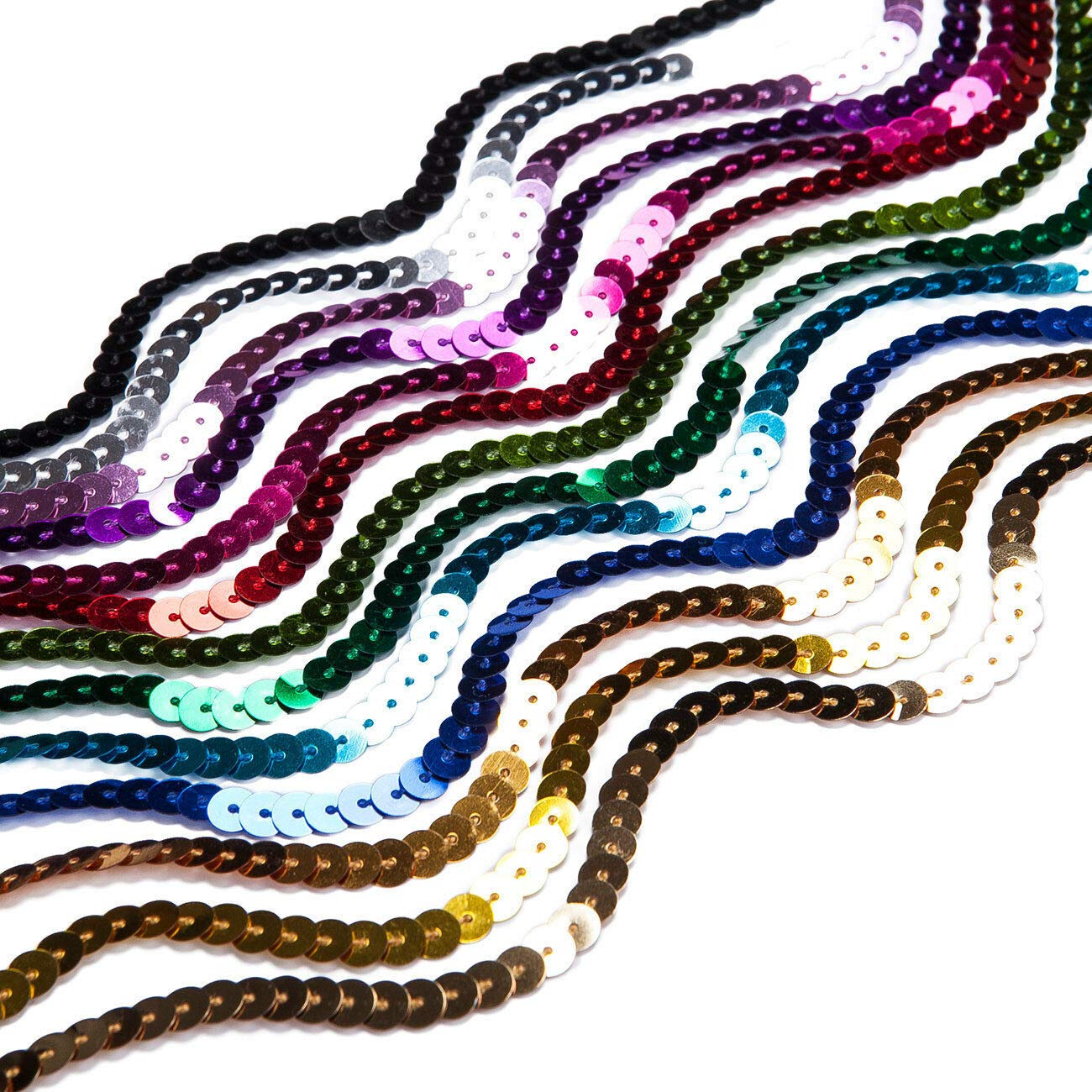Neotrims Metallic Strung Spangle Sequin 6mm Craft Ribbon Tape Trimming in 13 Colours. for Crafts, Garment Apparel or Indian Sari, Salwar Kameez.