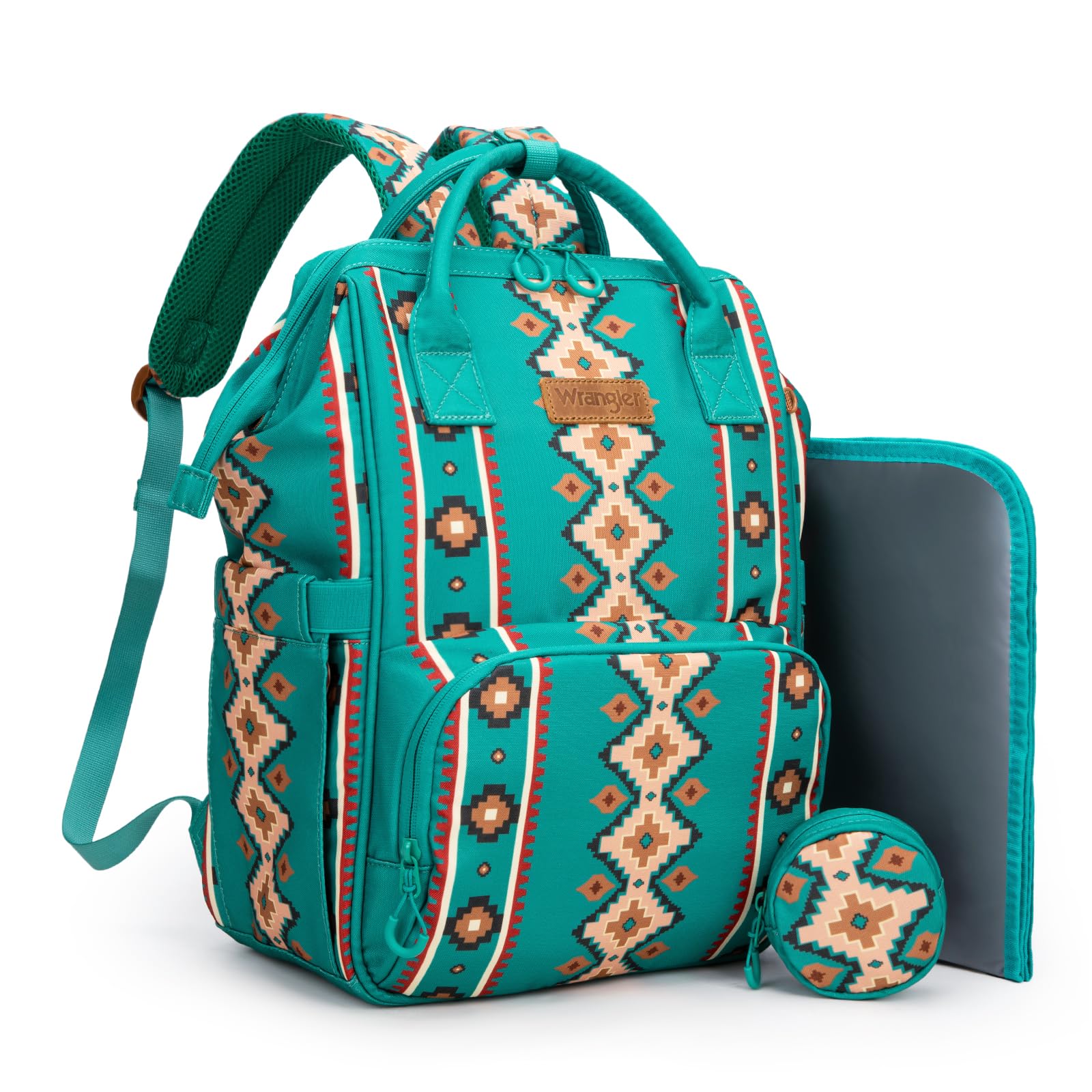 Montana West Wrangler Diaper Bag Backpack Aztec Travel Backpack Purses Western Multi-Function Baby Bags for Mom with Waterproof Insulated Pockets