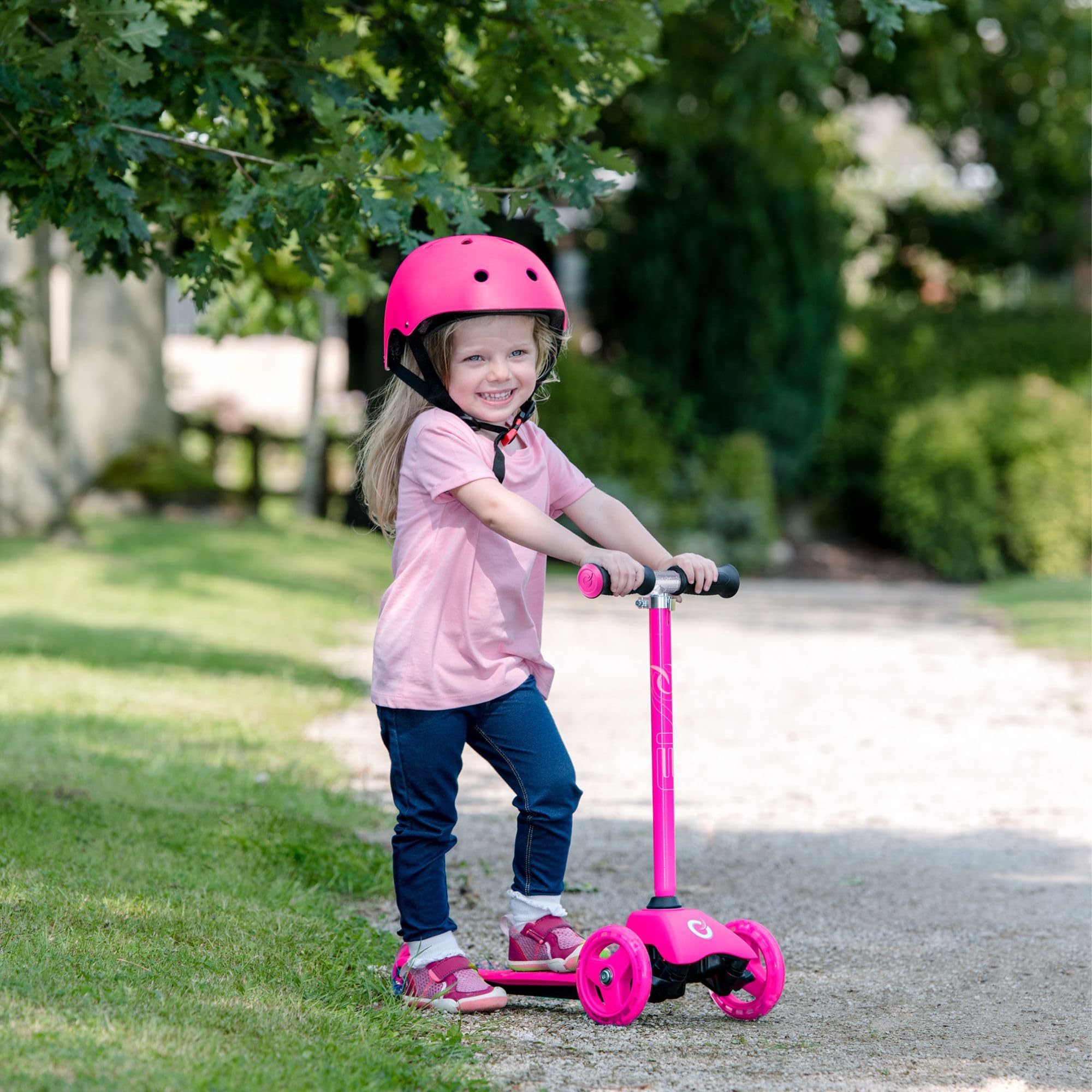 EVO Monopattino Cruiser 3 in 1, colore rosa, manico regolabile, design intercambiabile a 3 fasi, 2 ruote, ideale per bambini da 1 a 7 anni