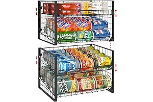 2-Tier Stackable Can Rack Organizer for Pantry, Adjustable Can Dispenser That Holds...