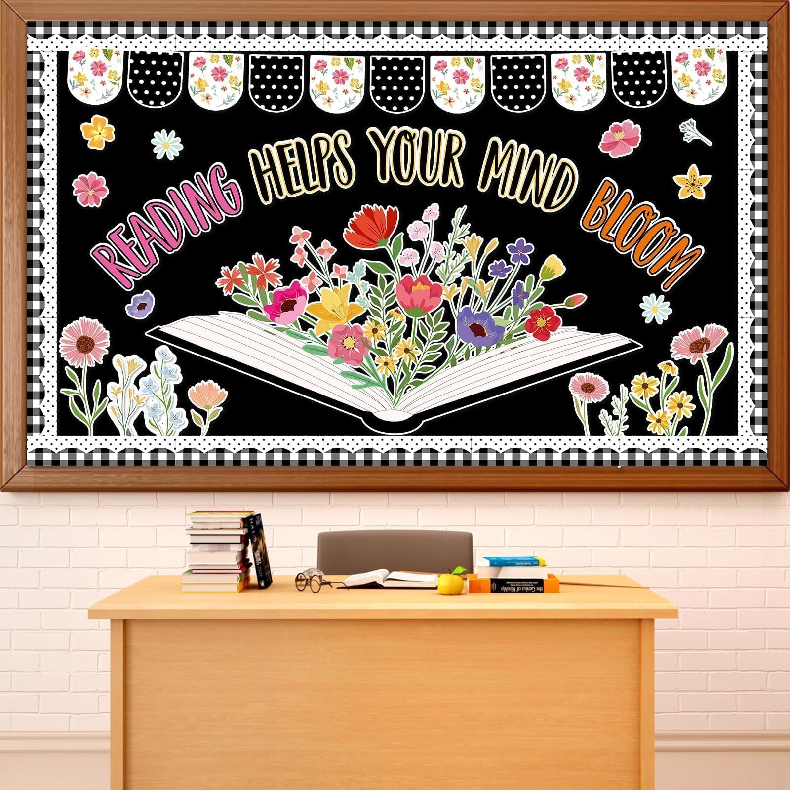 Reading Bulletin Board Decorations Spring Colorful Flowers Reading Helps Your Mind Bloom Cutouts Wildflower Floral Positive Bulletin Board for Back to