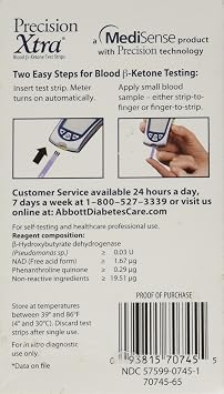 Precision Xtra Blood Ketone Test Strips - 10 ea - In Box